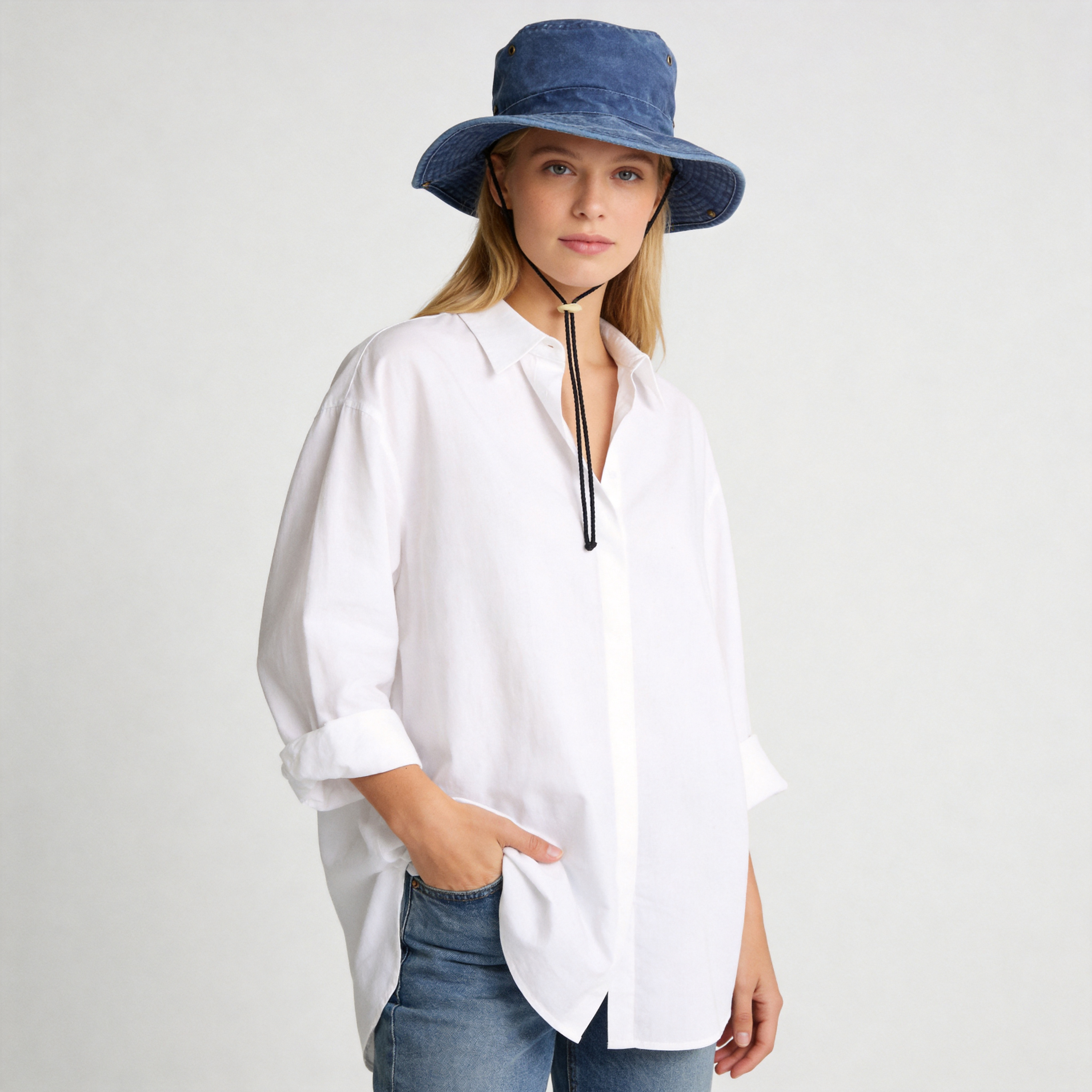 Women's Washed Cotton Bucket Hat - 3.5" Wide Brim Outdoor Hiking Sun Hat