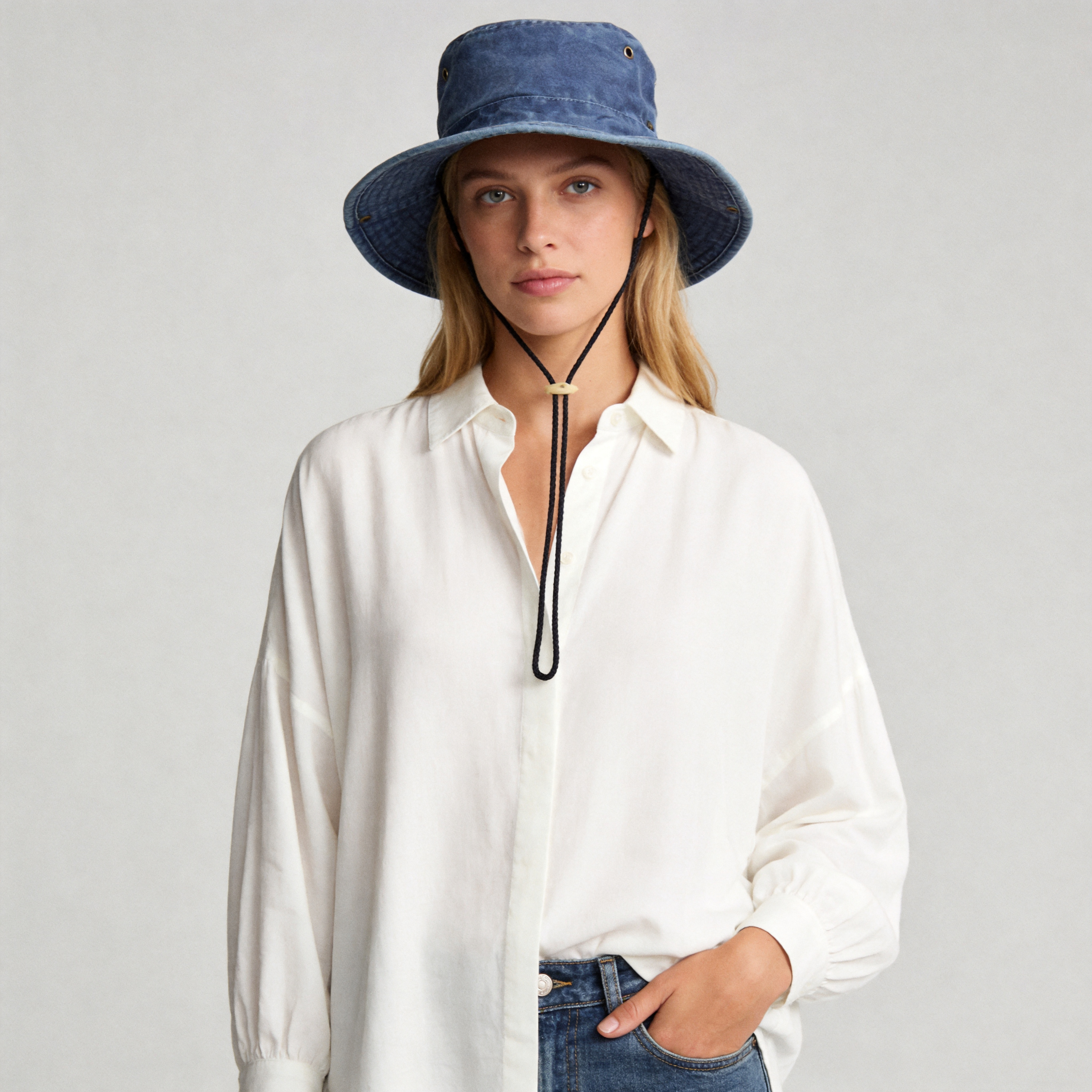 Women's Washed Cotton Bucket Hat - 3.5" Wide Brim Outdoor Hiking Sun Hat