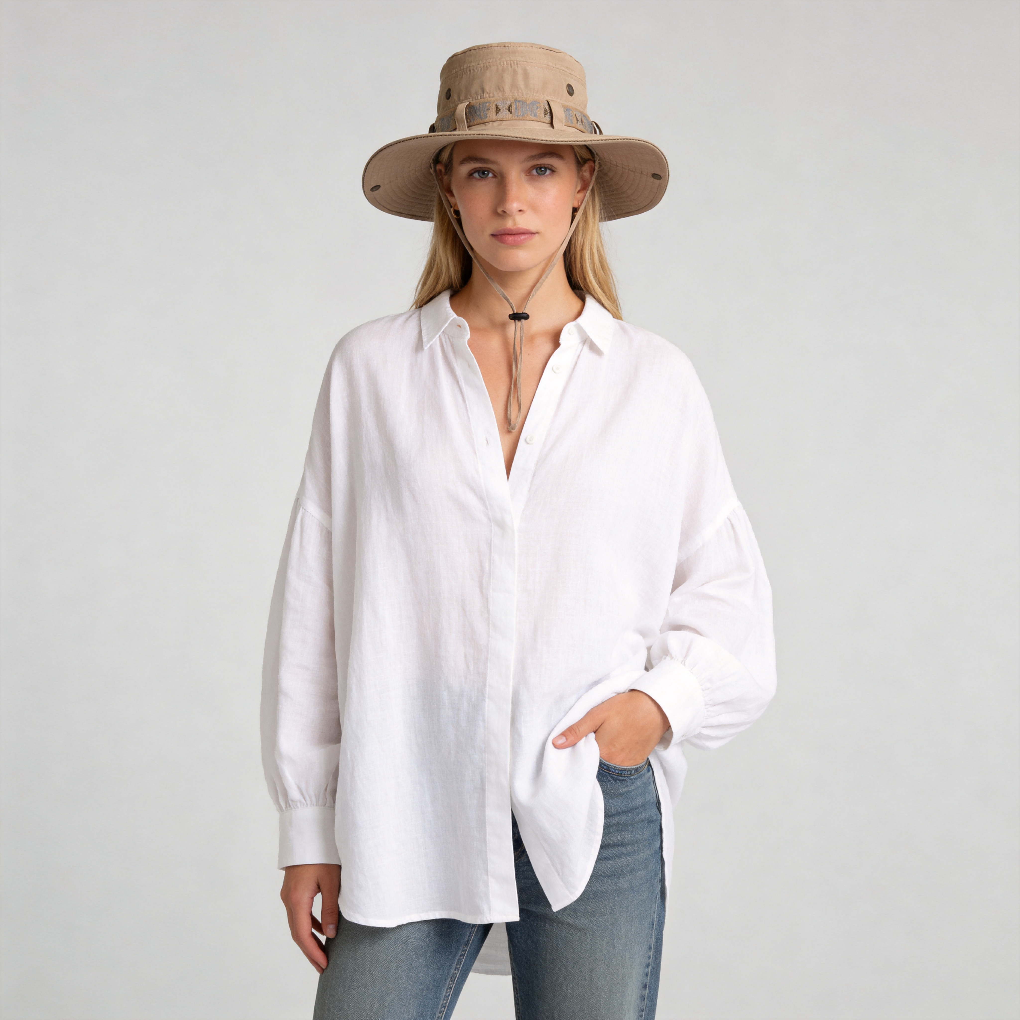Women's Outdoor Safari Bucket Hat - 3.5" Wide Brim Summer Sun Protection Hat with Chin Strap