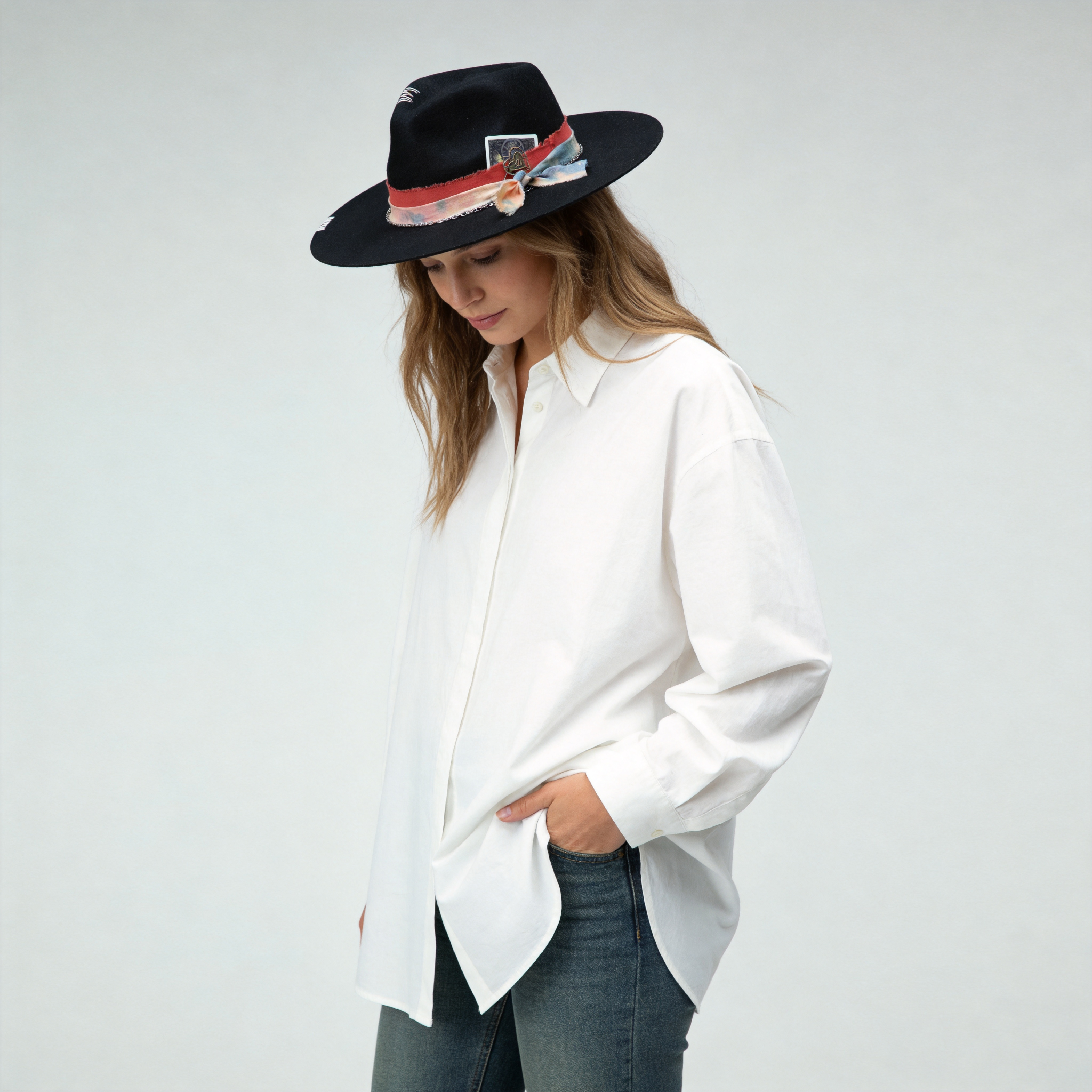Statement Hat – Black, Tie-Dye, Metal & Card