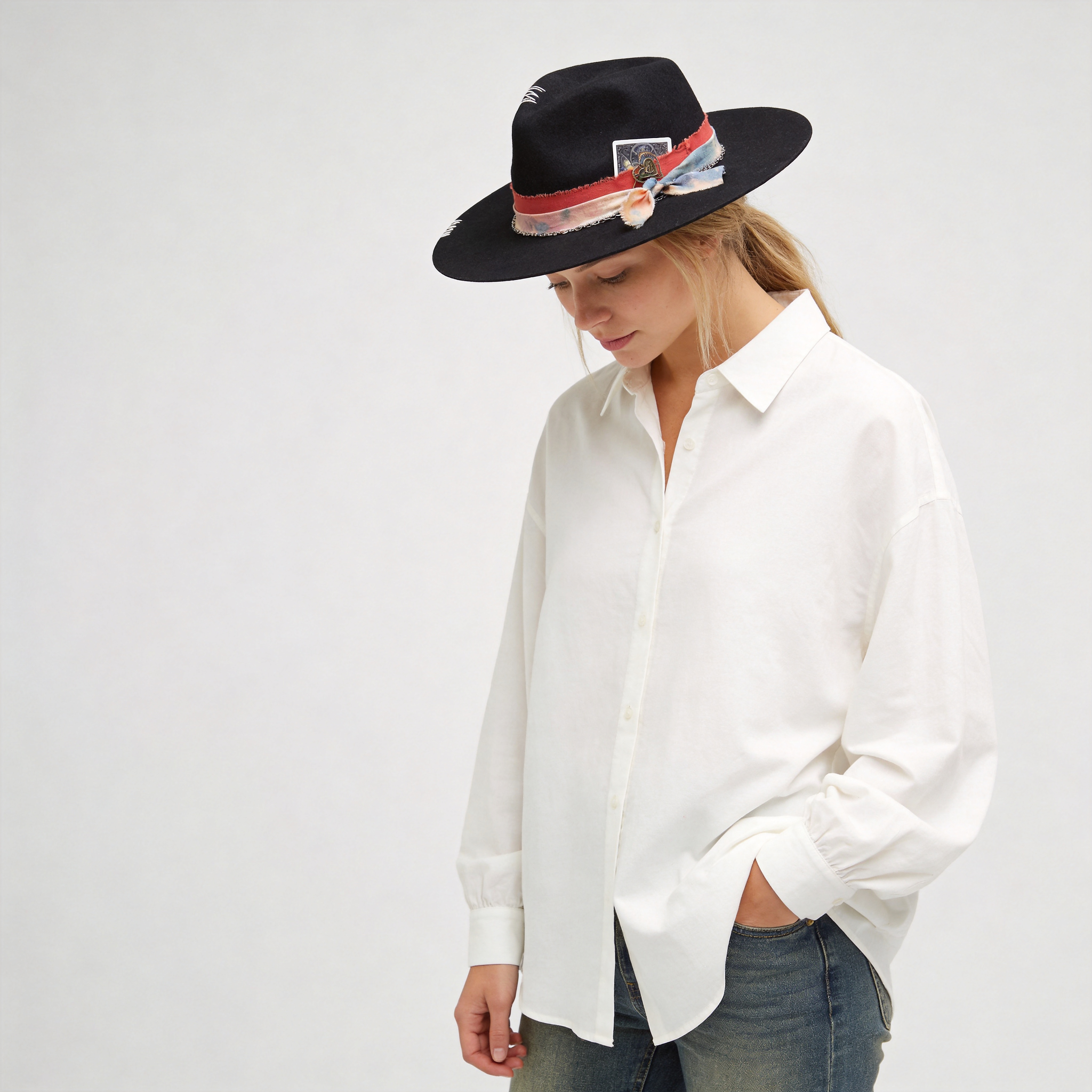 Statement Hat – Black, Tie-Dye, Metal & Card