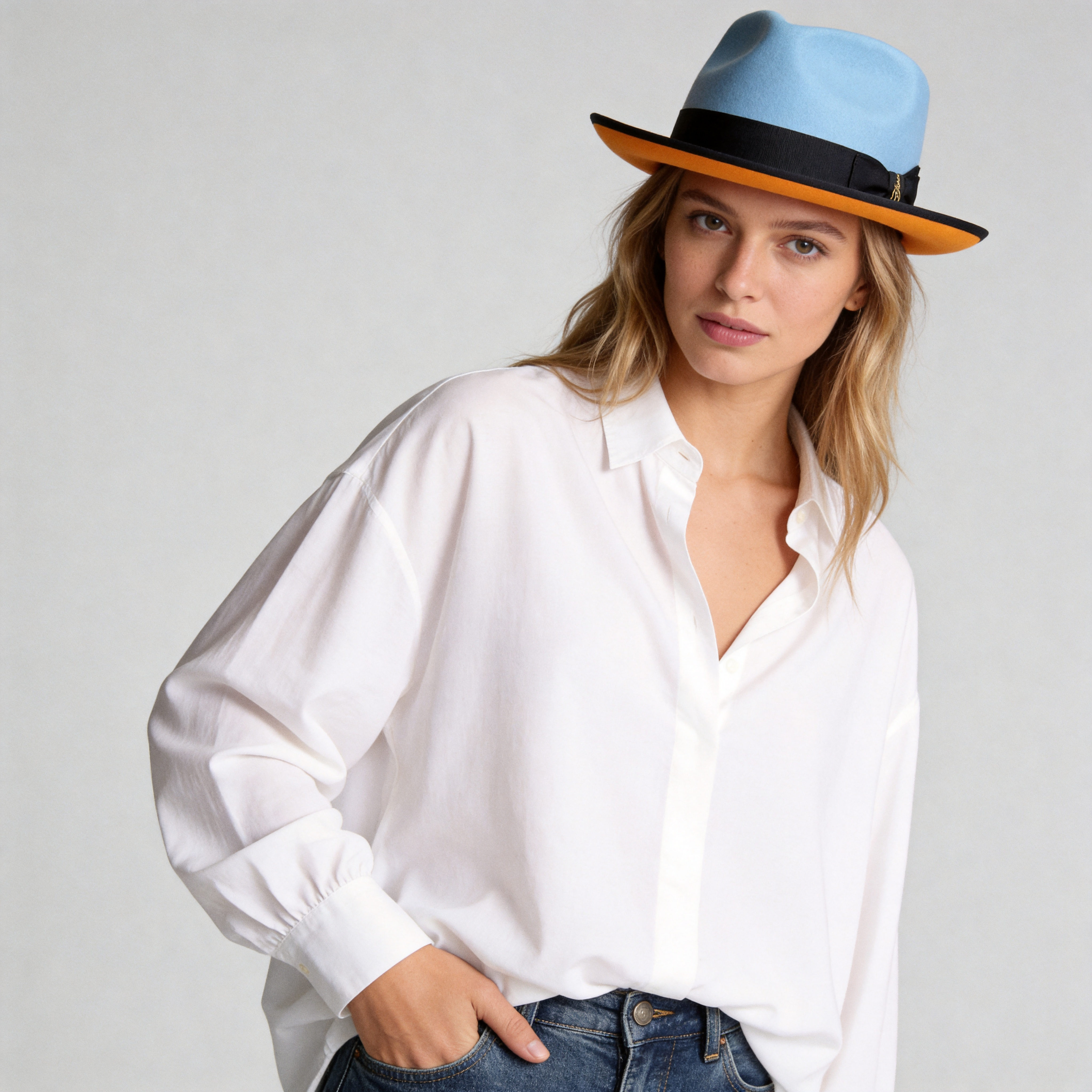 Felt Two Tone Fedora Hat