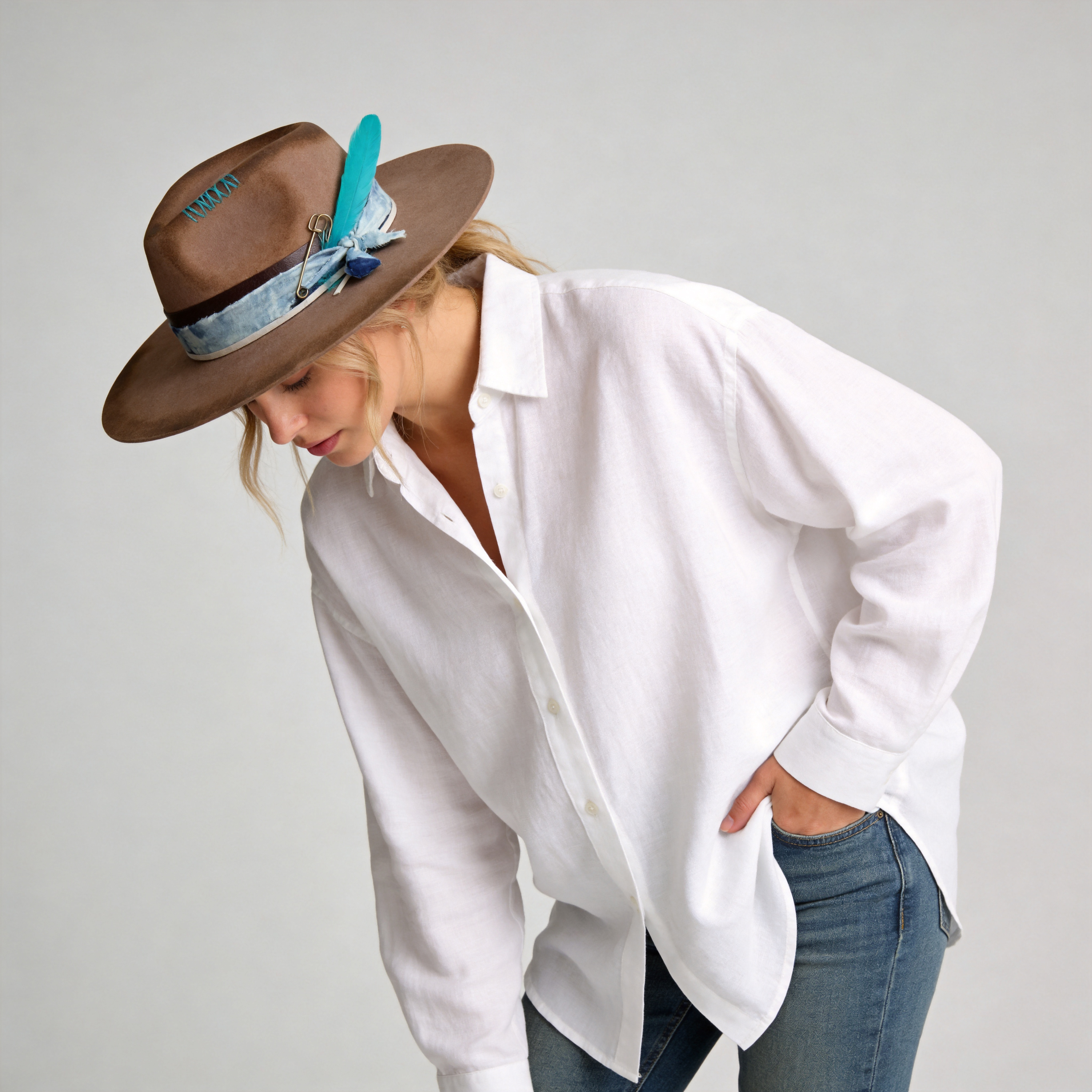 Refined Felt Hat – Burnt Finish, Eclectic Band Accent