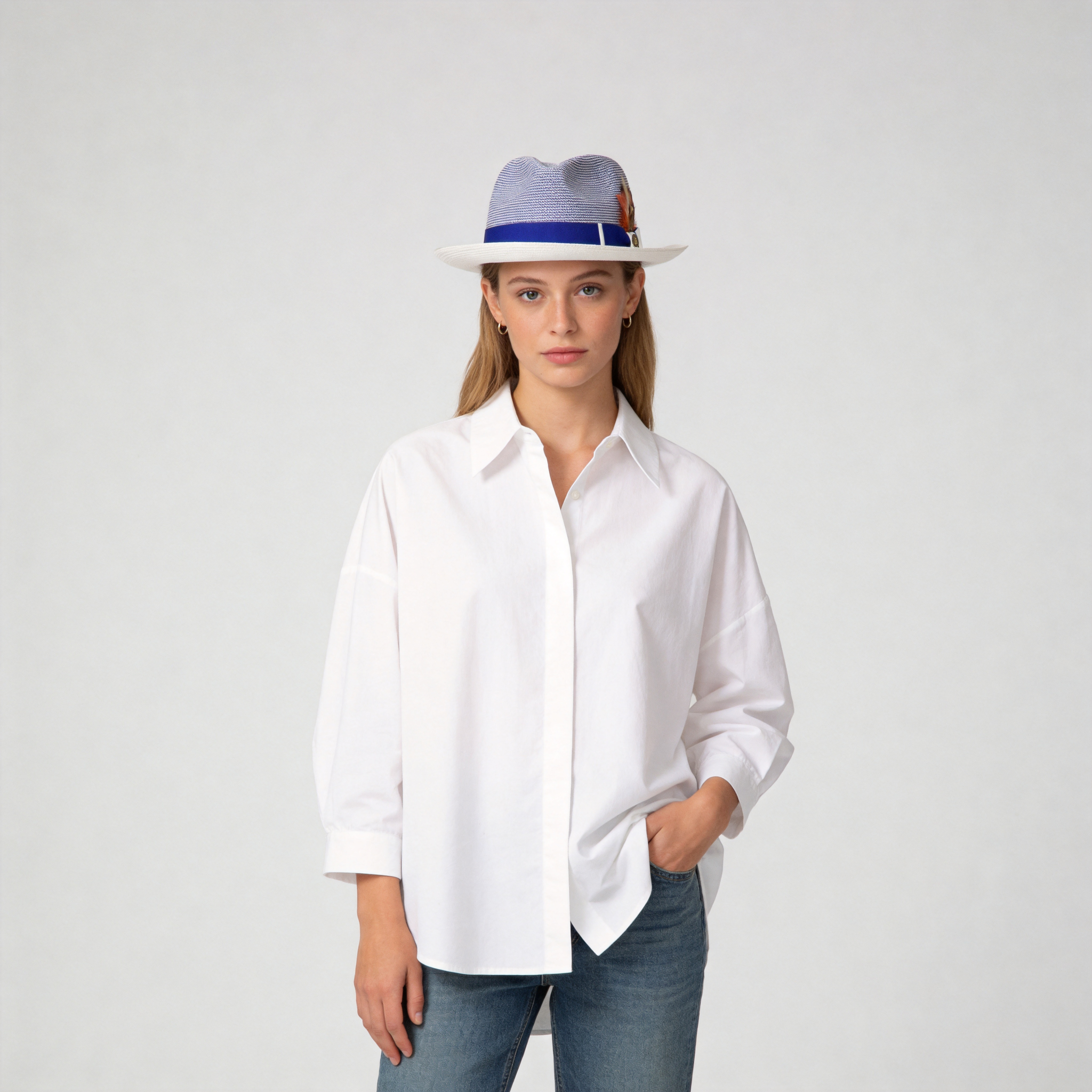 Old-World Two-Tone Straw Fedora