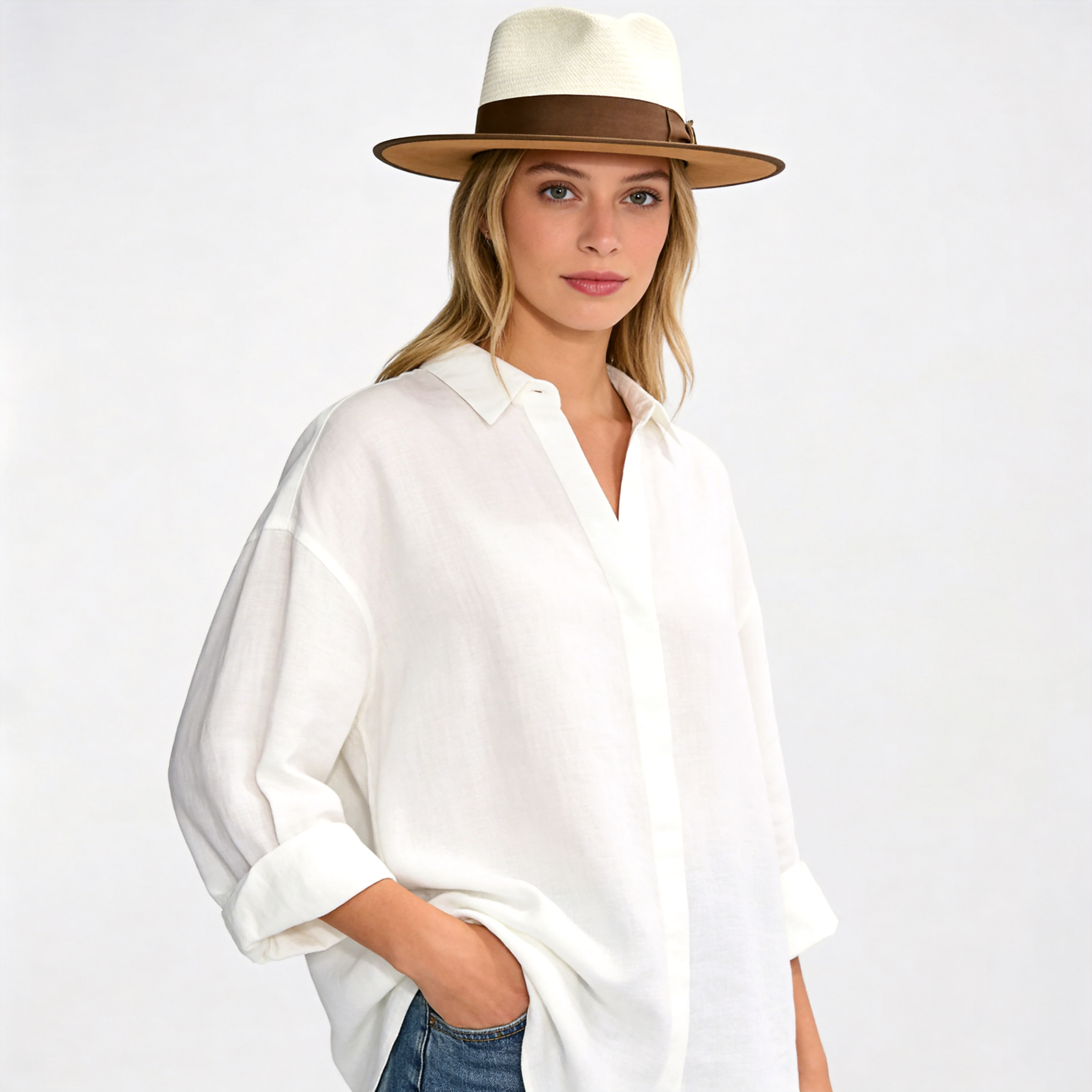 Effortless Class Two Stone Straw Felt Fedora Hat-Camel