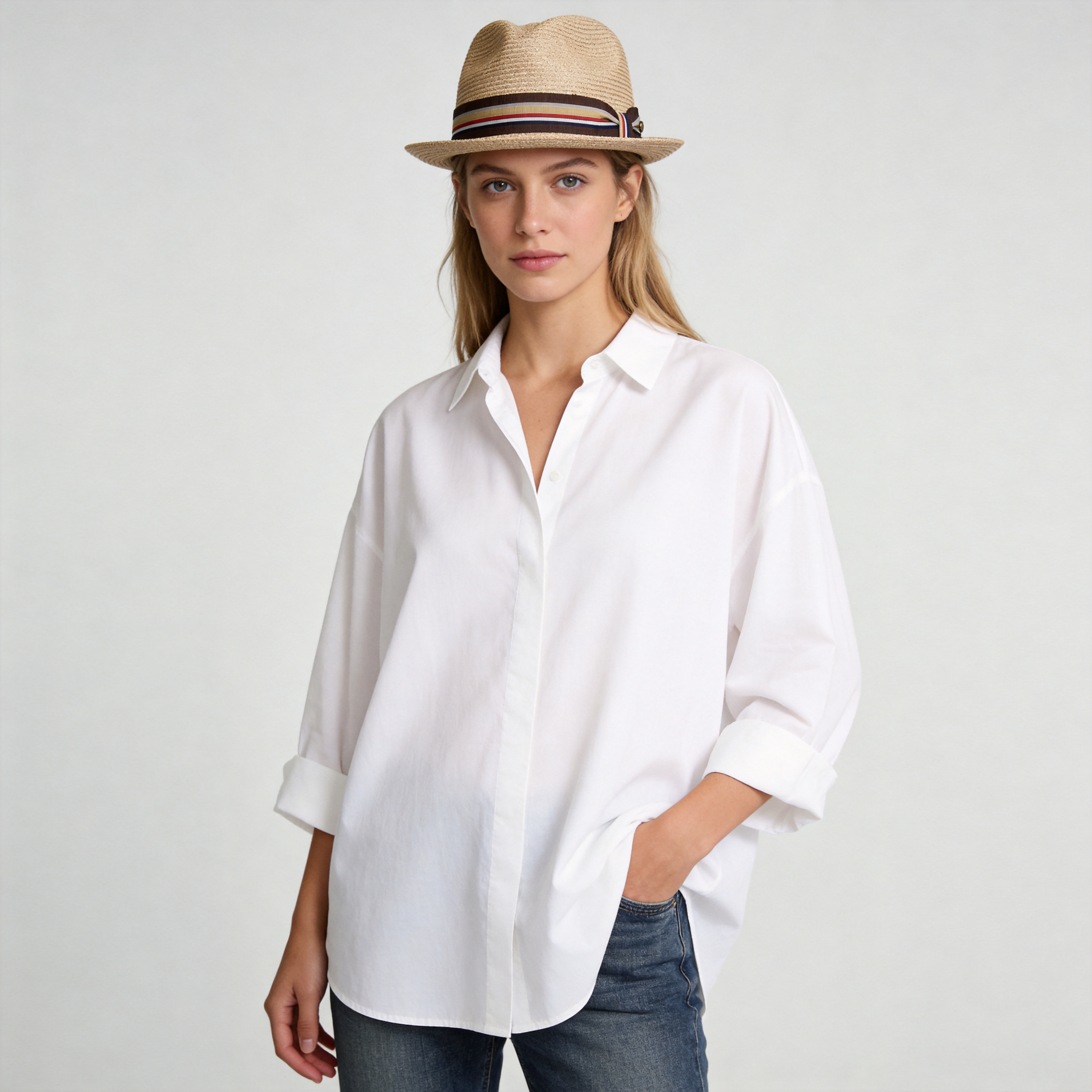 Sophisticate's Signature Summer Braid Fedora Straw