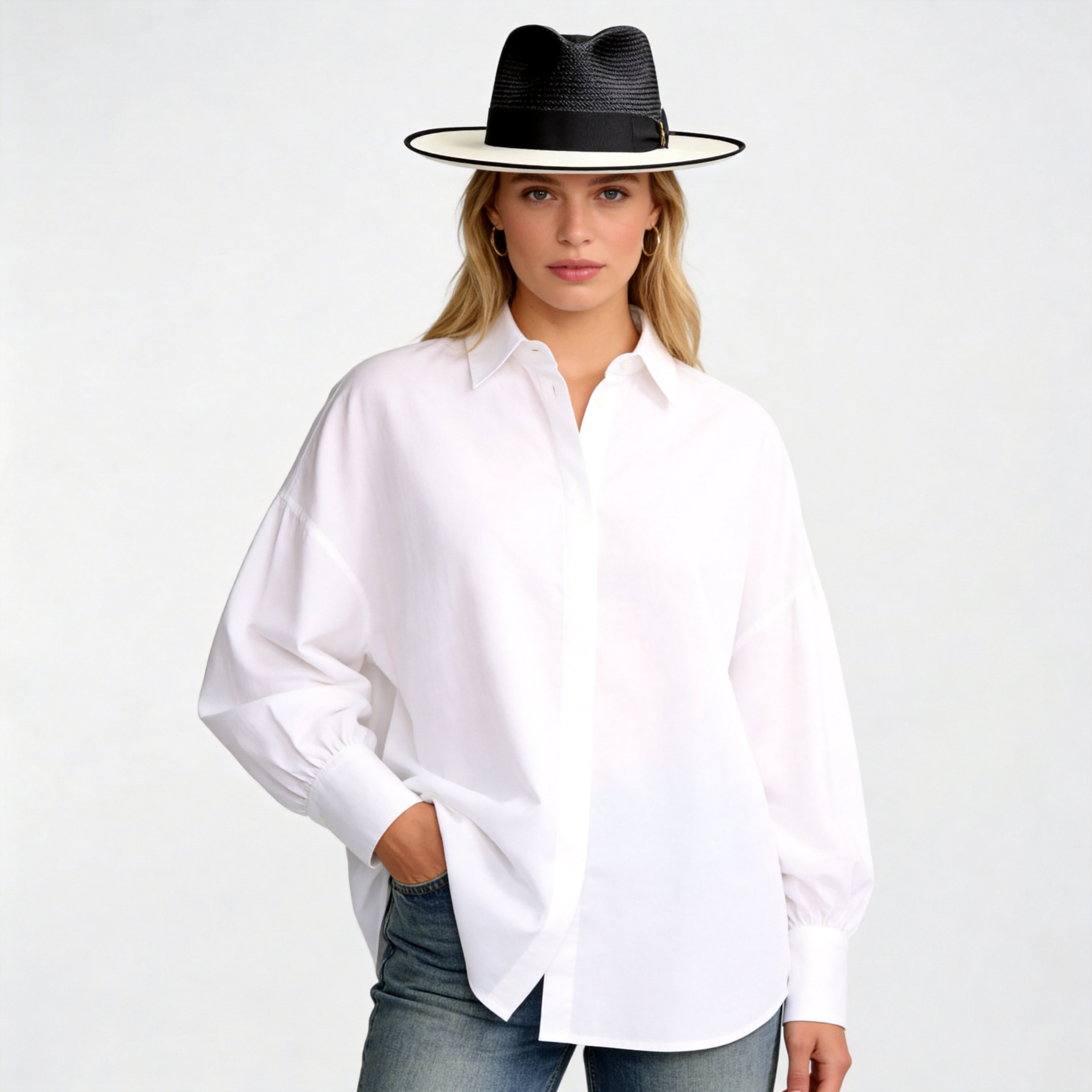 Effortless Class Two Stone Straw Felt Fedora Hat-Black