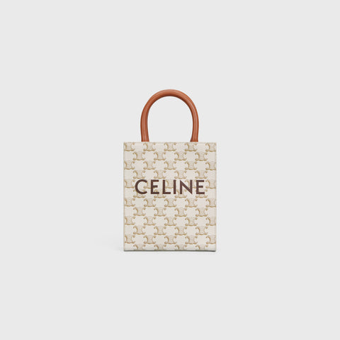 ミニ バーティカル トリオンフ キャンバス CELINE カバ / キャンバス & プリント入りカーフスキン ホワイト