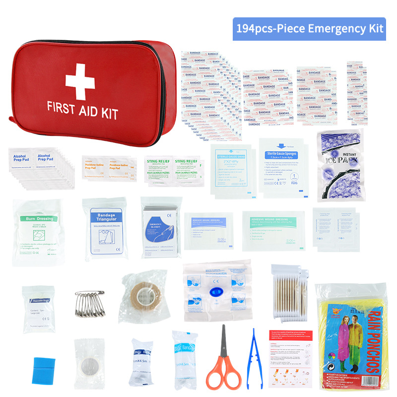194-Piece Compact First Aid Kit – Essential for Home, Car, Camping & Travel