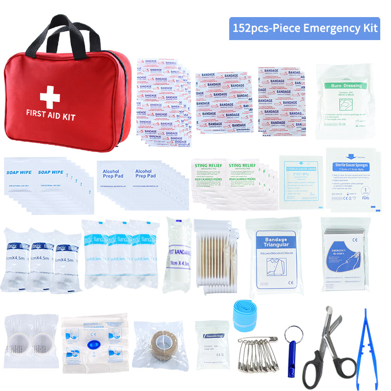 25 types, 152 pieces Comprehensive First Aid Kit– Essential for Home, Car, Camping & Travel