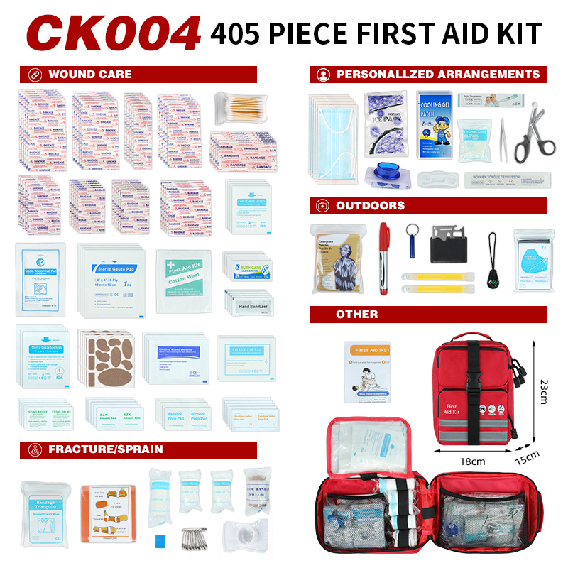 405-Piece Comprehensive First Aid Kit – Tactical Rip-Away Design for Home, Car, Camping & Emergencies