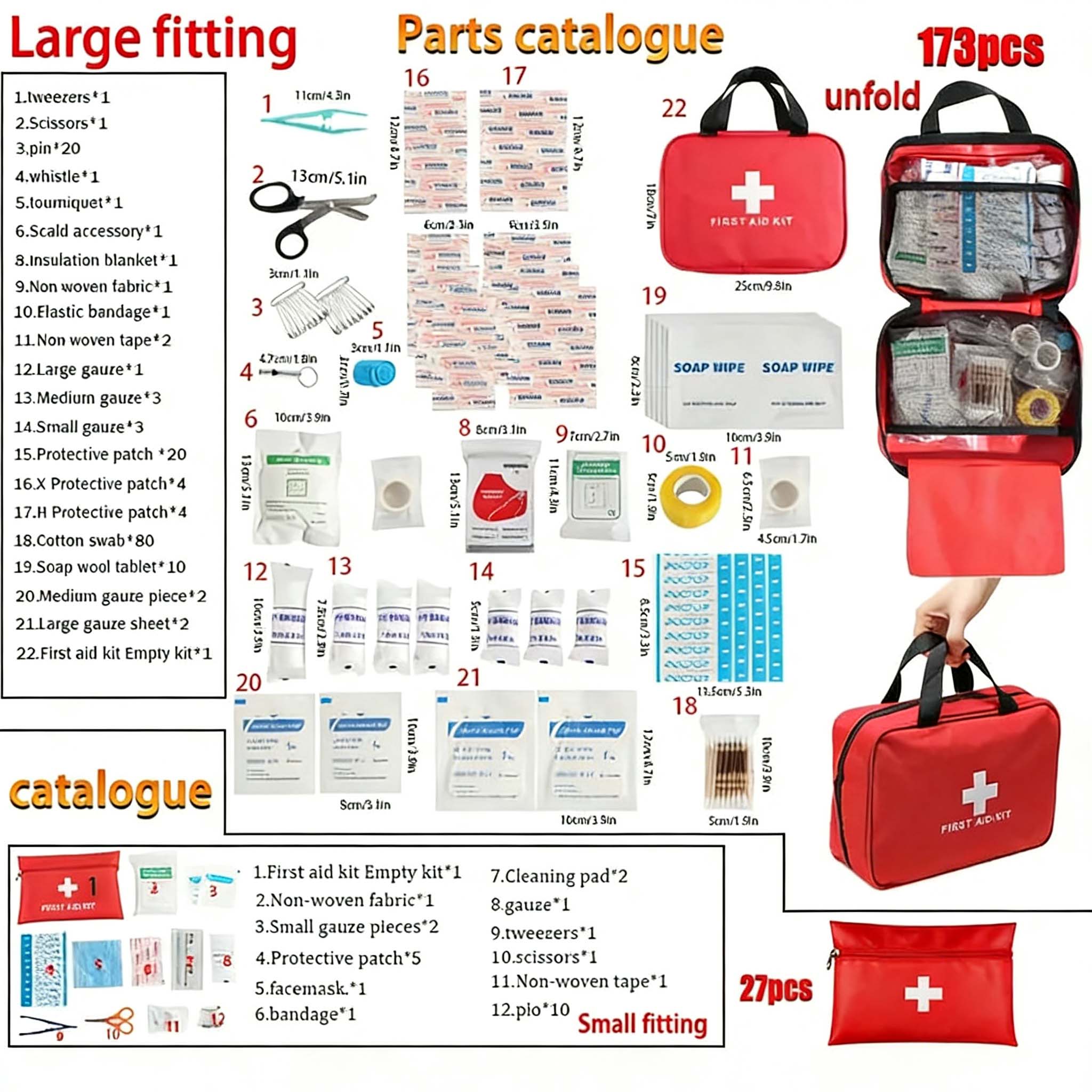 173-Piece Premium First Aid Kit – Essential Emergency Survival Gear for Home, Car, Camping, Hiking, Travel & Outdoor Adventures