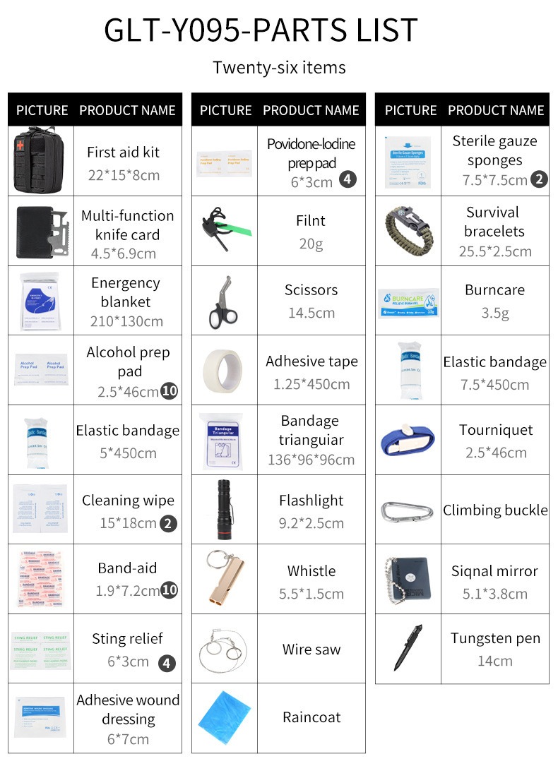 Outdoor First Aid Emergency Kit, Portable Survival Bag, Tactical Rescue Protection Kit for Hiking, Camping, Outdoor Adventures