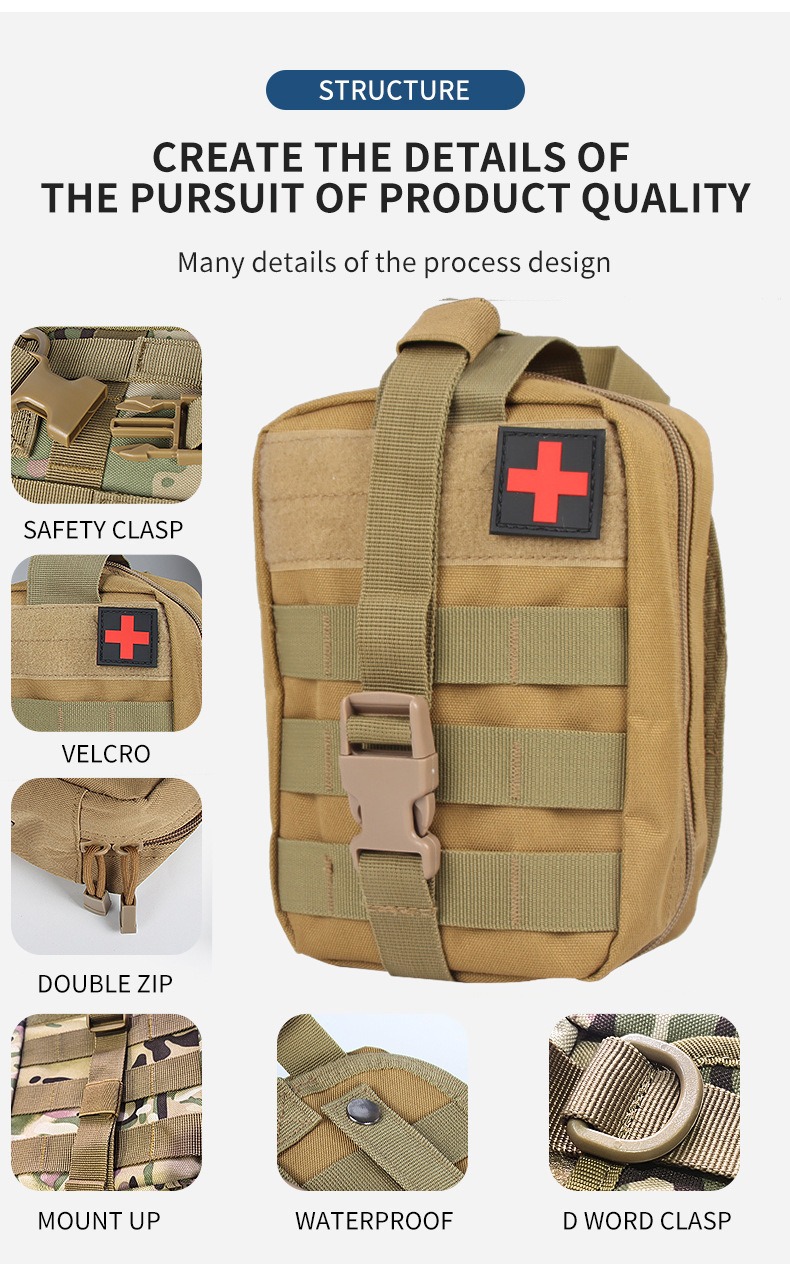 Outdoor First Aid Emergency Kit, Portable Survival Bag, Tactical Rescue Protection Kit for Hiking, Camping, Outdoor Adventures
