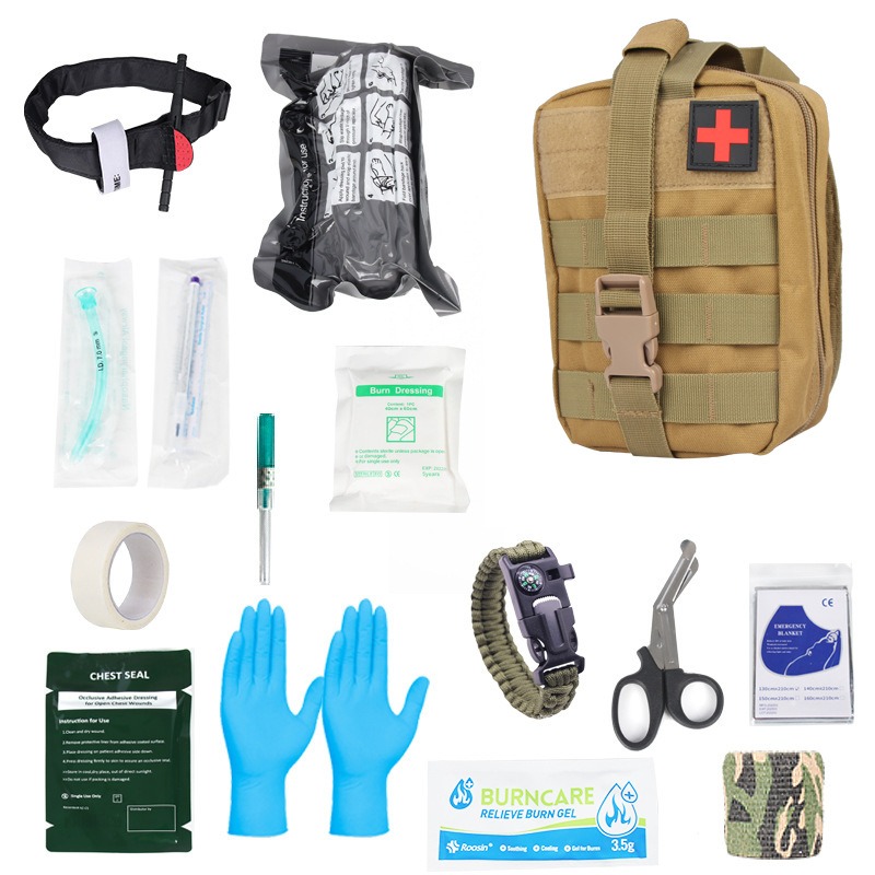 Outdoor First Aid Emergency Kit, Portable Survival Bag, Tactical Rescue Protection Kit for Hiking, Camping, Outdoor Adventures