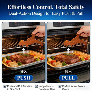 Dinosaur Oven Rack Puller Tool, Cute Dinosaur Design Heat Resistant Oven Hook, Magnetic Adsorption Non-Slip Oven Rack Extender, Safe Hot Pan Handler, Kitchen Baking Accessory for Safe Cooking