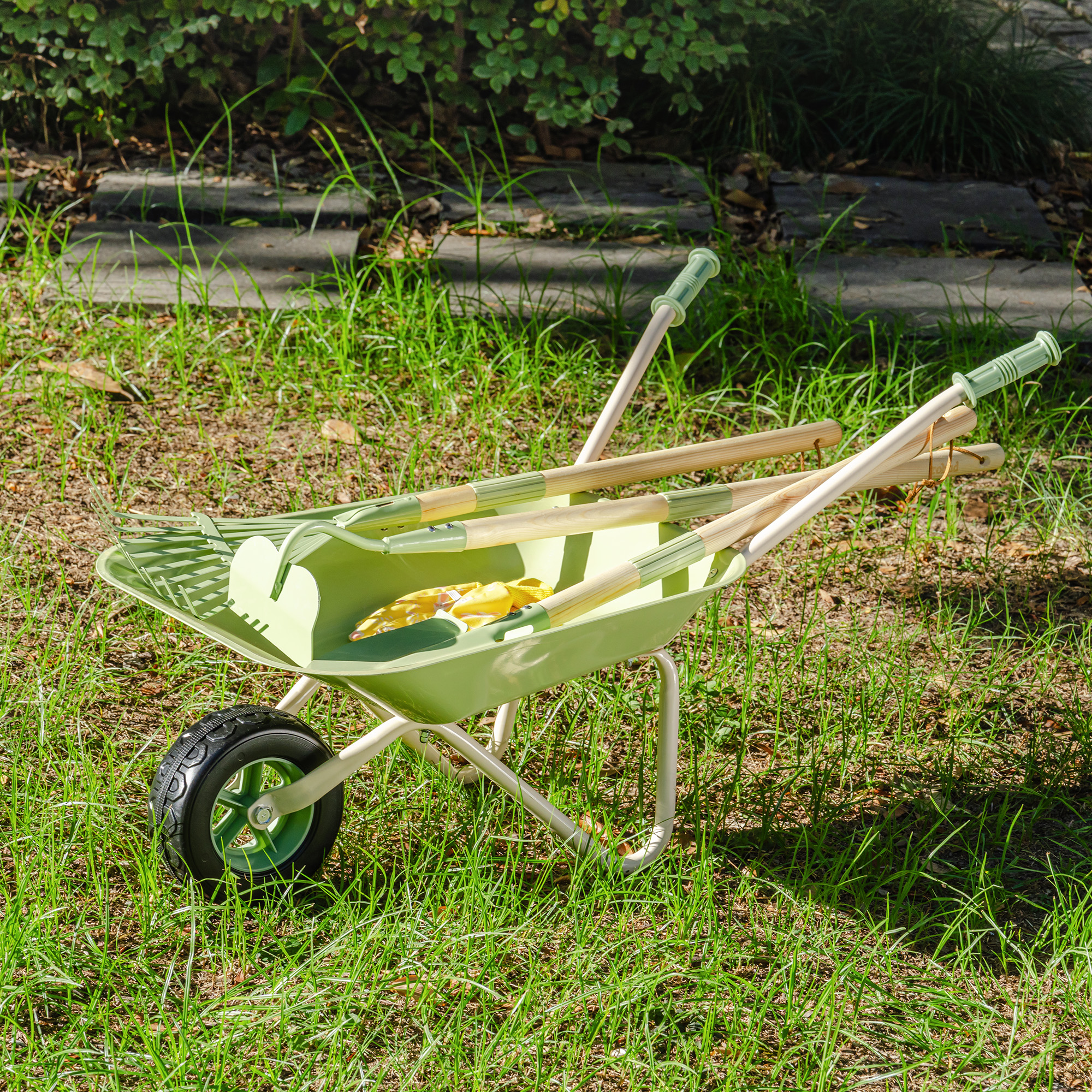 ROBUD Kids Wheelbarrow with Gardening Set