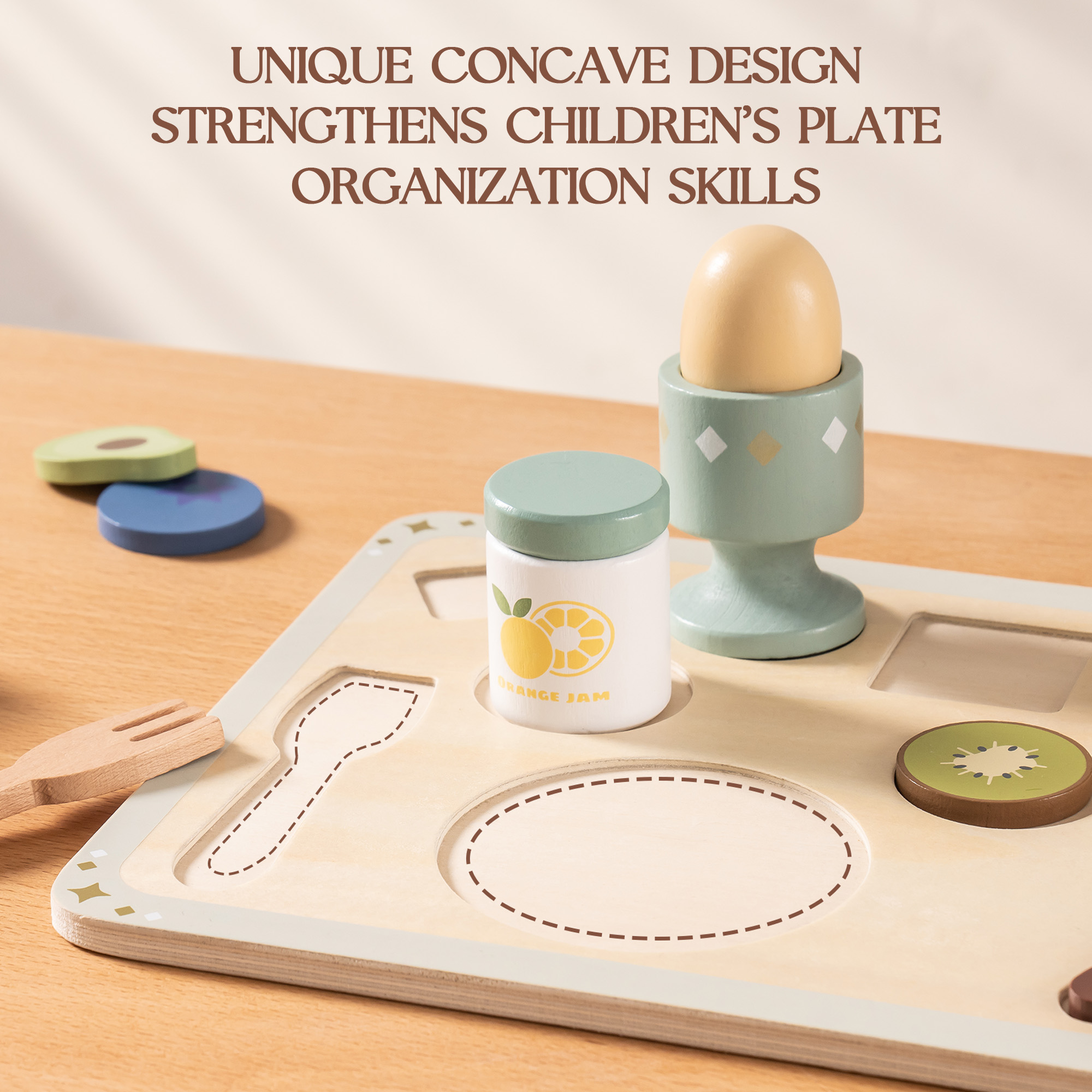 ROBUD 31-Piece Wooden Play Food Sets for Kids