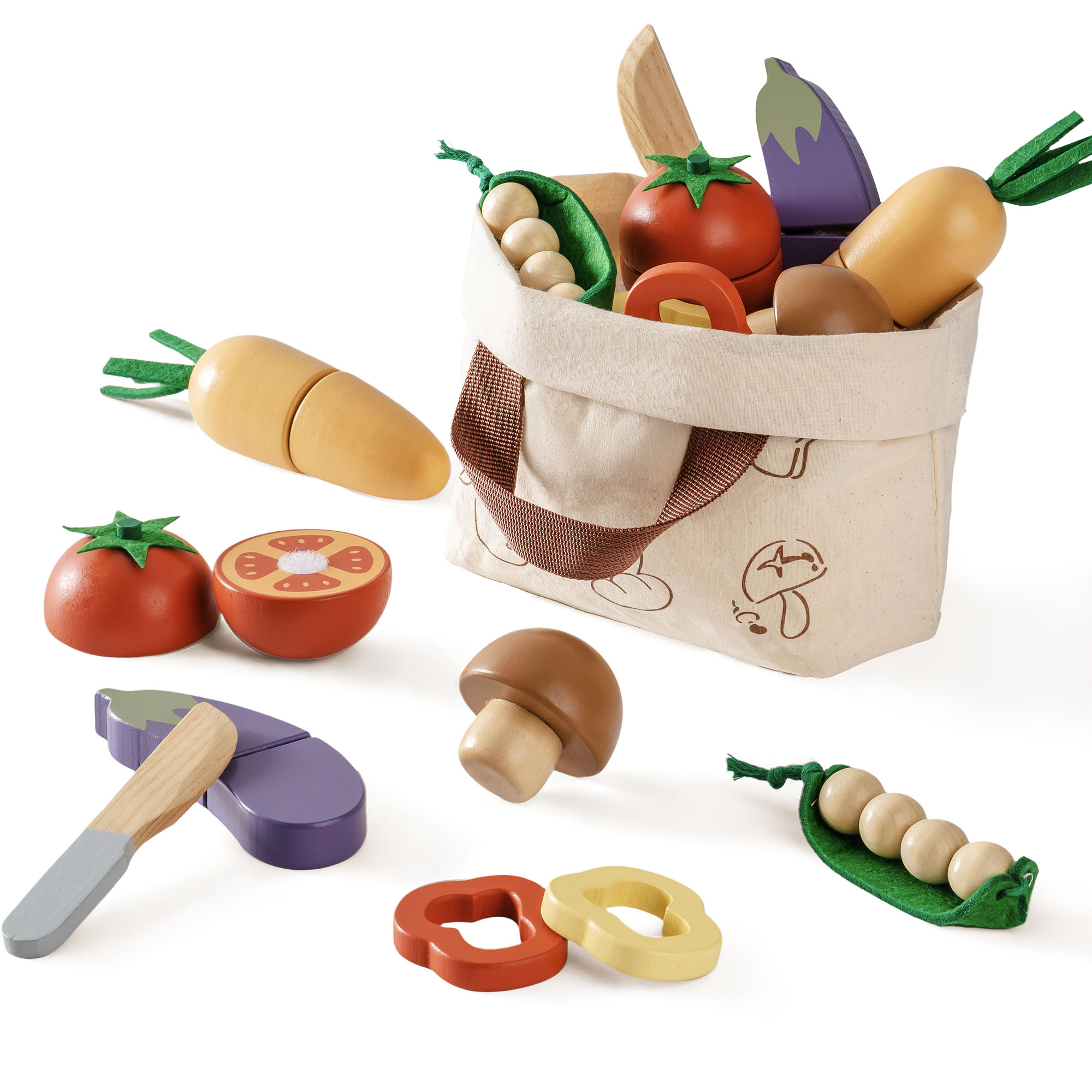 ROBUD Wooden Childs Play Food Set - Vegetables
