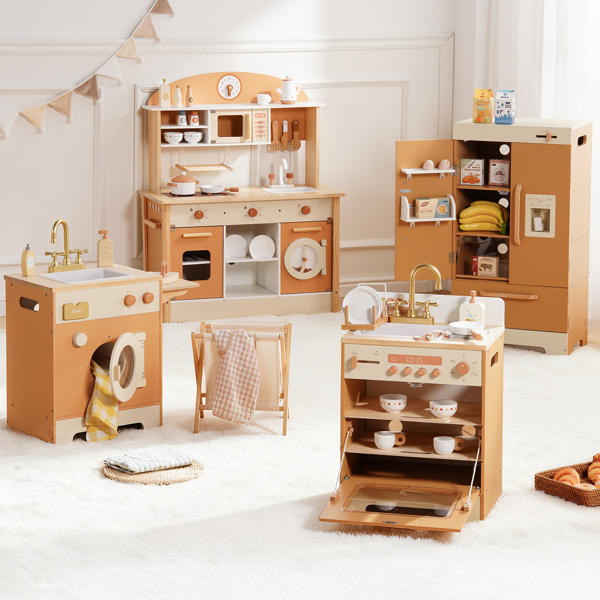 Robud Wooden Kids Kitchen PlaySet Series - Caramel