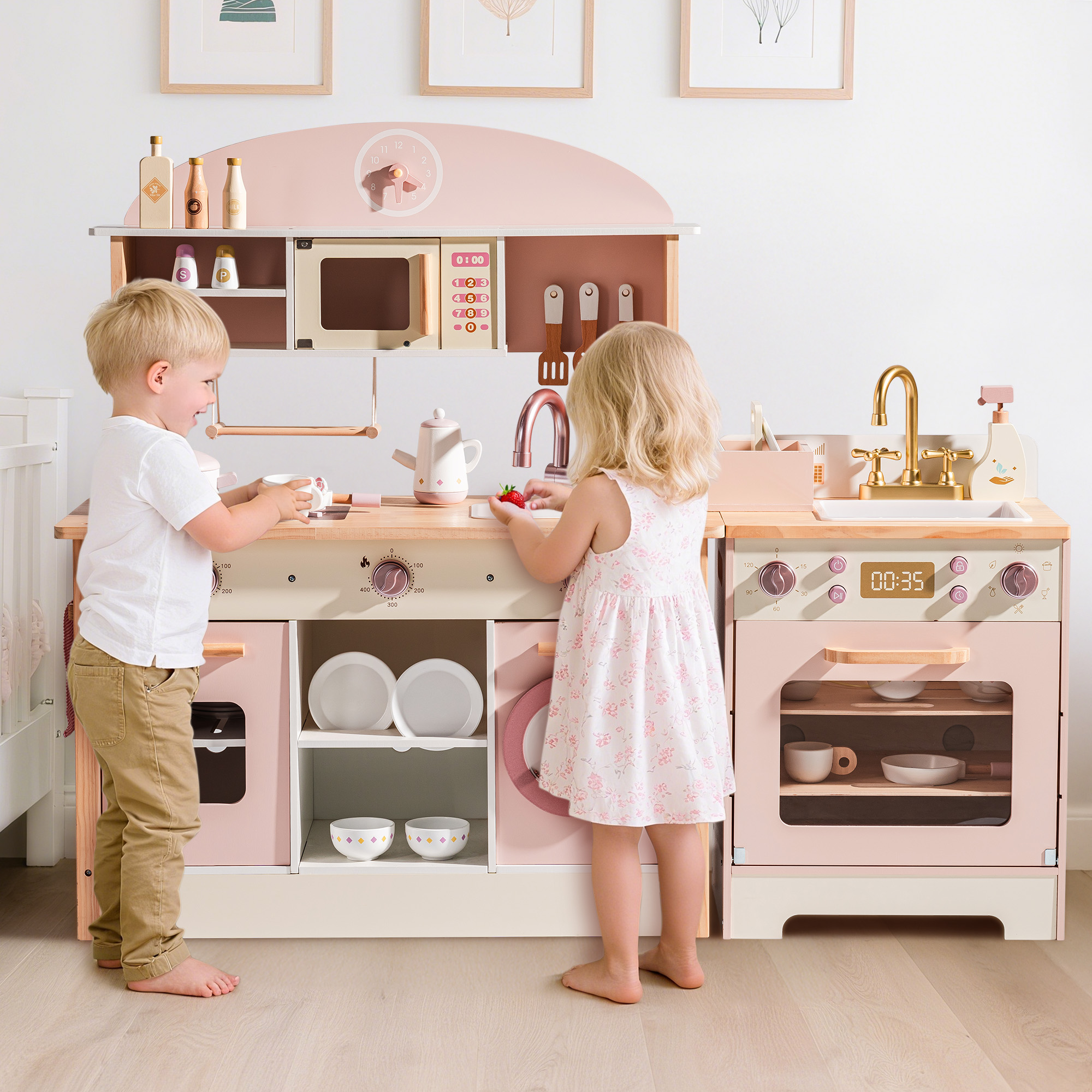 Robud Wooden Kids Kitchen PlaySet Seris -Pink