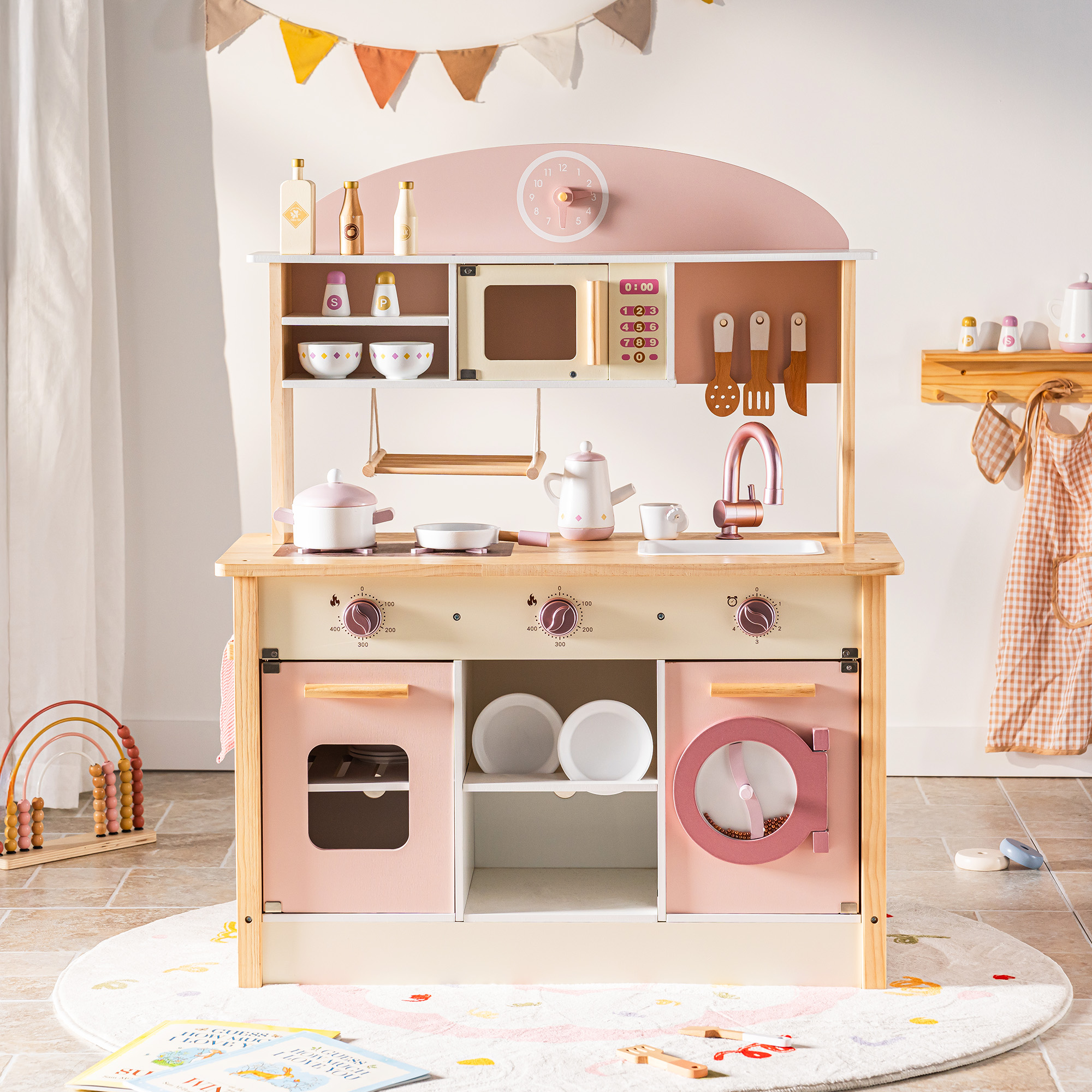 Robud Wooden Kids Kitchen PlaySet Seris -Pink