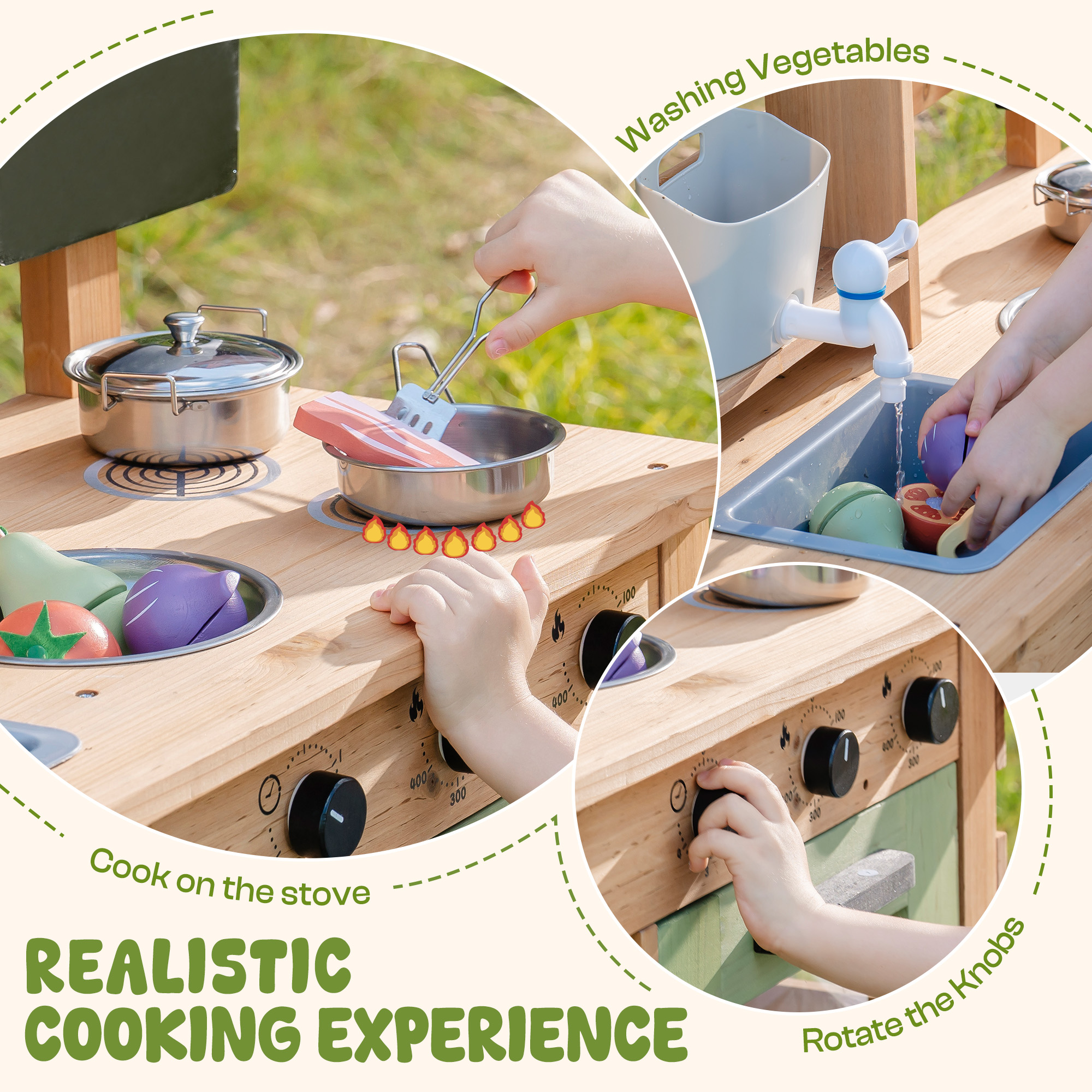 ROBUD Outdoor Mud Play Kitchen  with Removable Sink