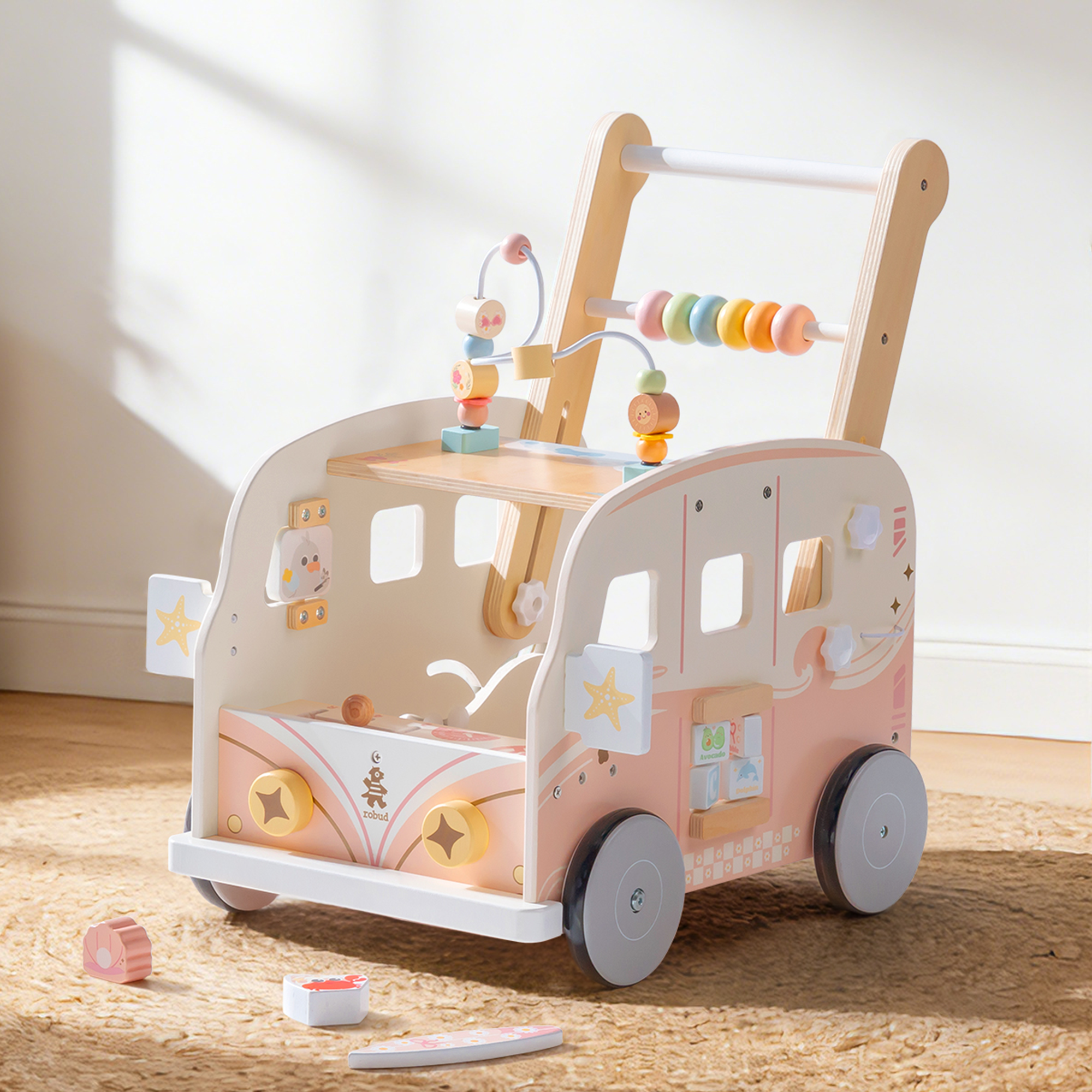 ROBUD Wooden Baby Push Walker - Vacaction Bus