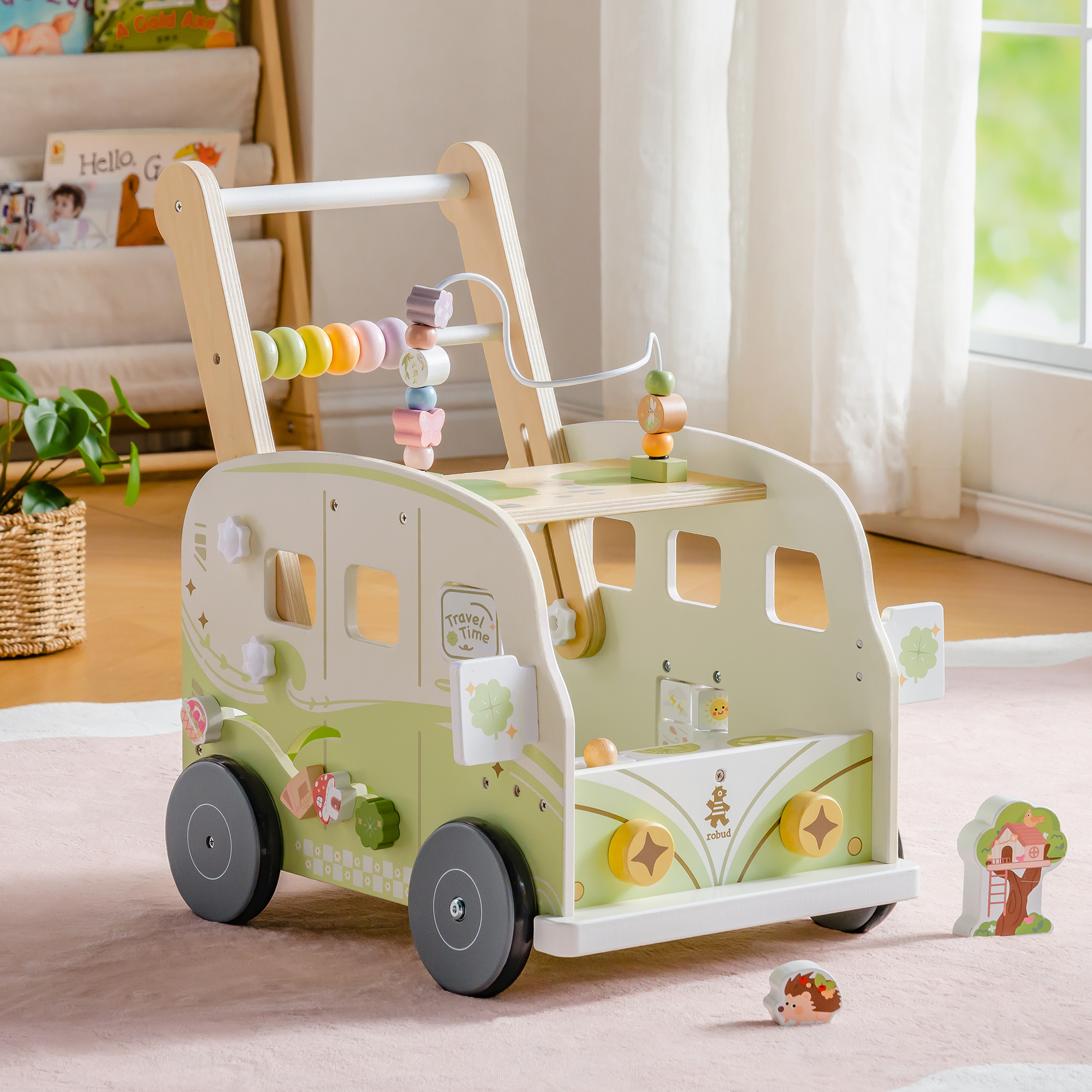 ROBUD Wooden Baby Push Walker - Vacaction Bus
