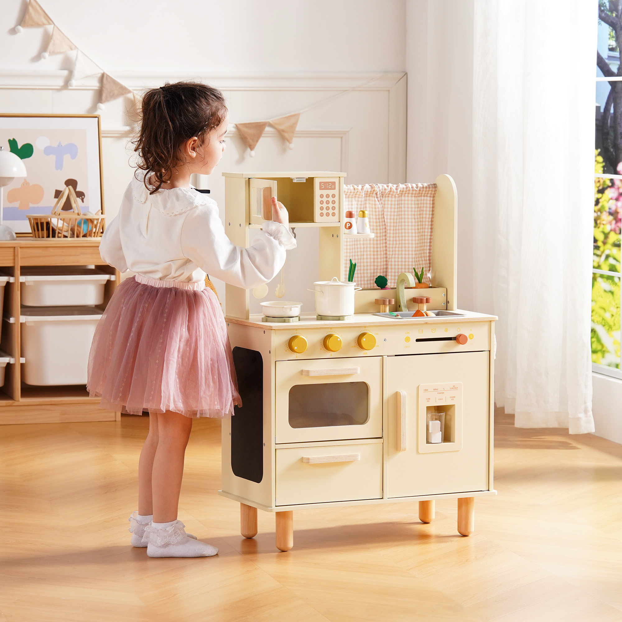ROBUD Wooden Pretend Play Kitchen Set for Kids