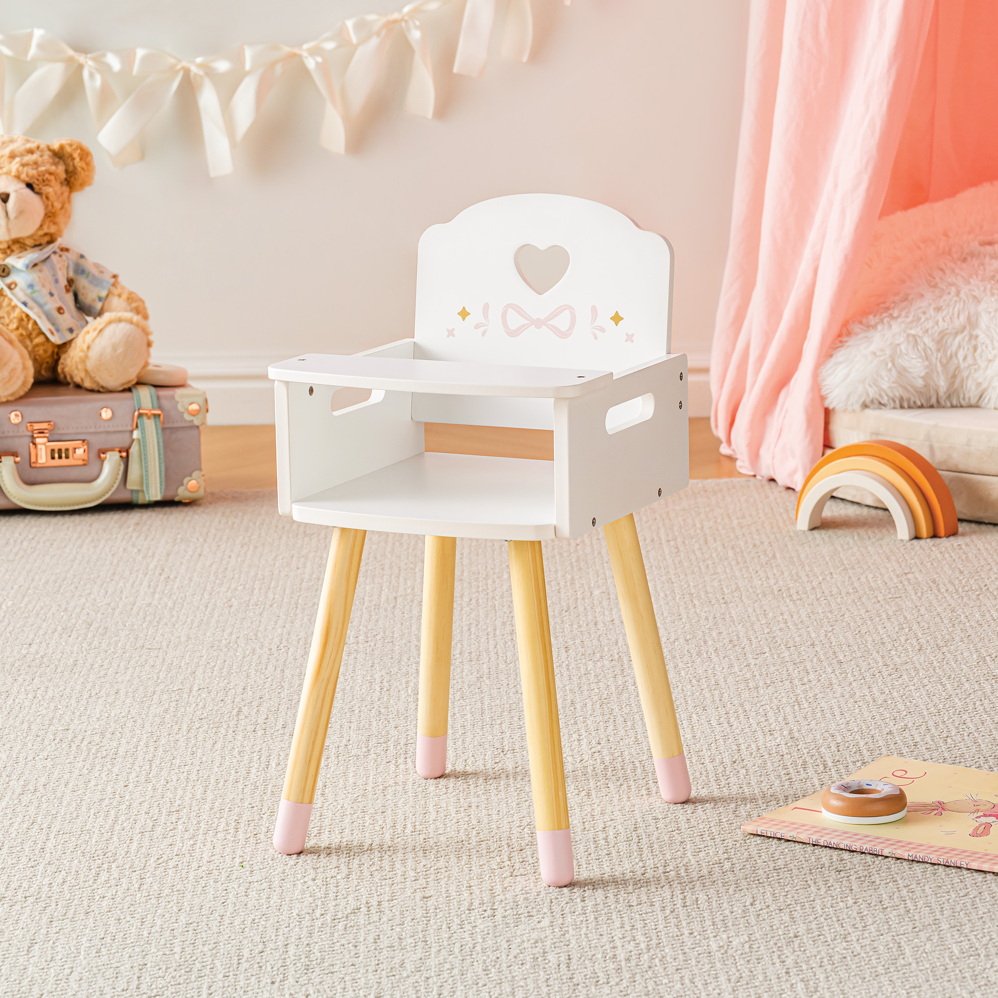 ROBUD Baby Doll High Chair with Heart-Shaped
