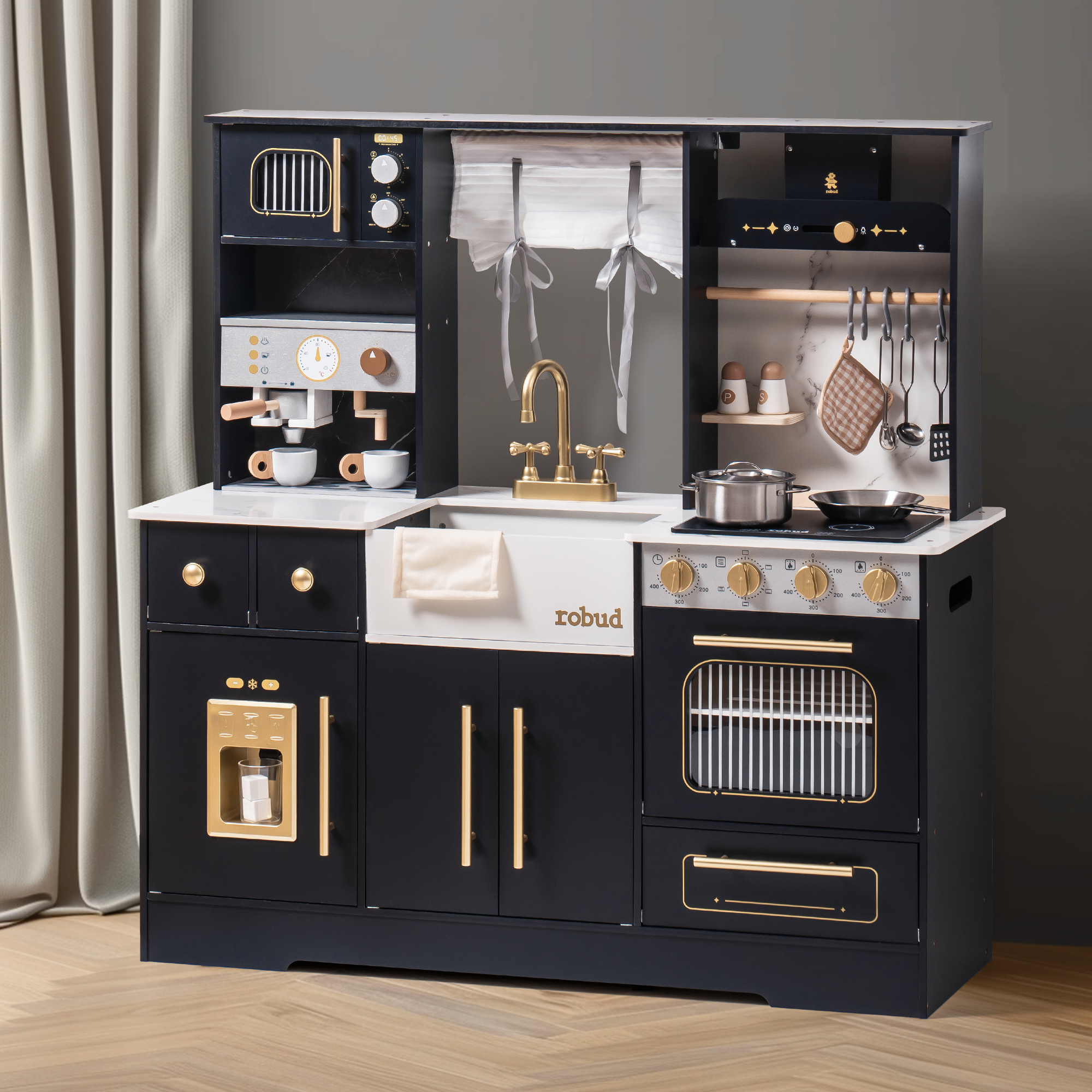 ROBUD Modern Play Kitchen for Kids - White