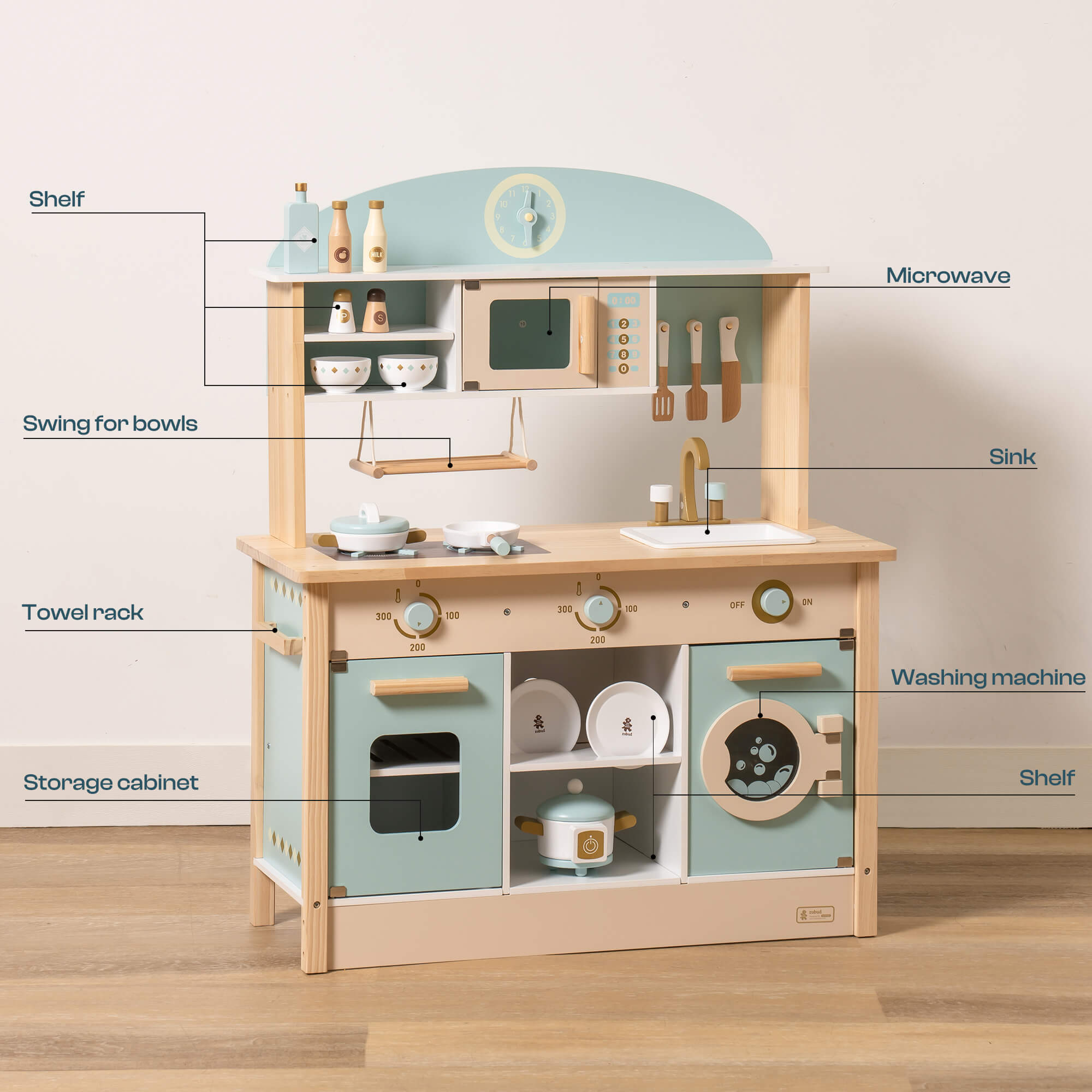 ROBUD Wooden Kids Play Kitchen Set - Dream