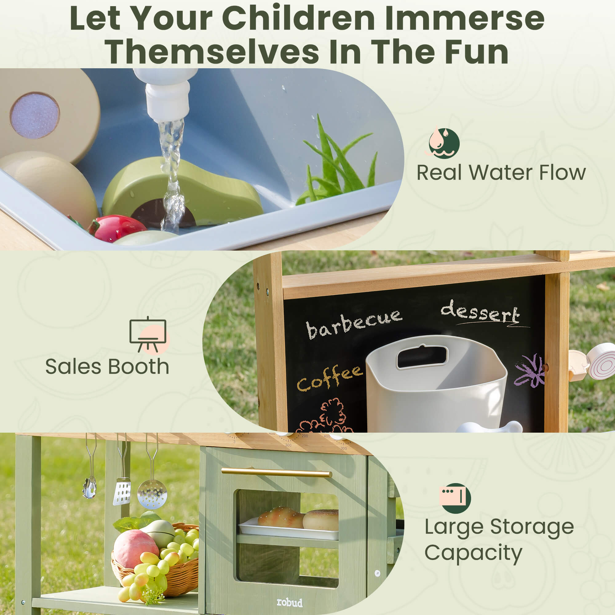 ROBUD Outdoor Mud Play Kitchen Green