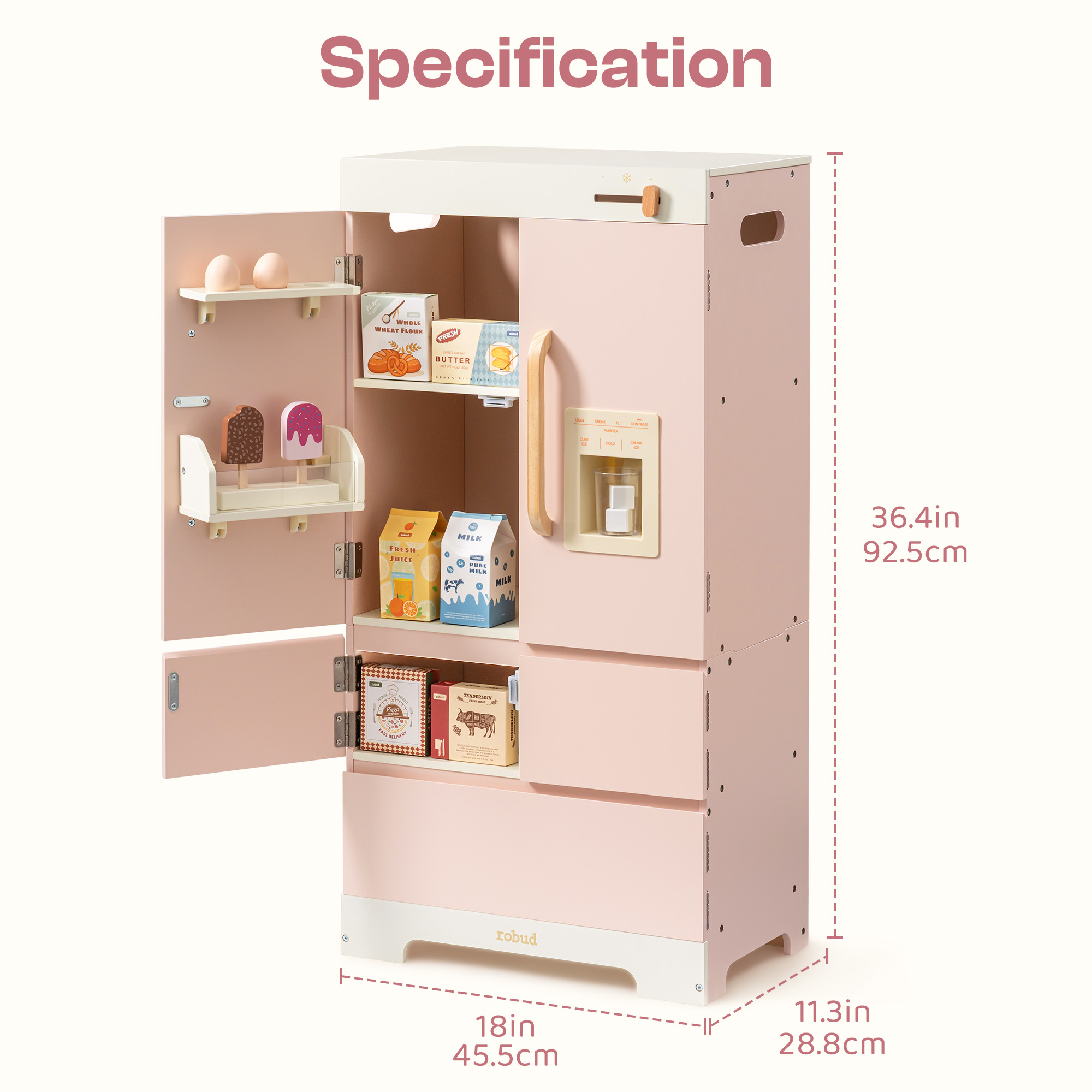 ROBUD Wooden Pink Refrigerator