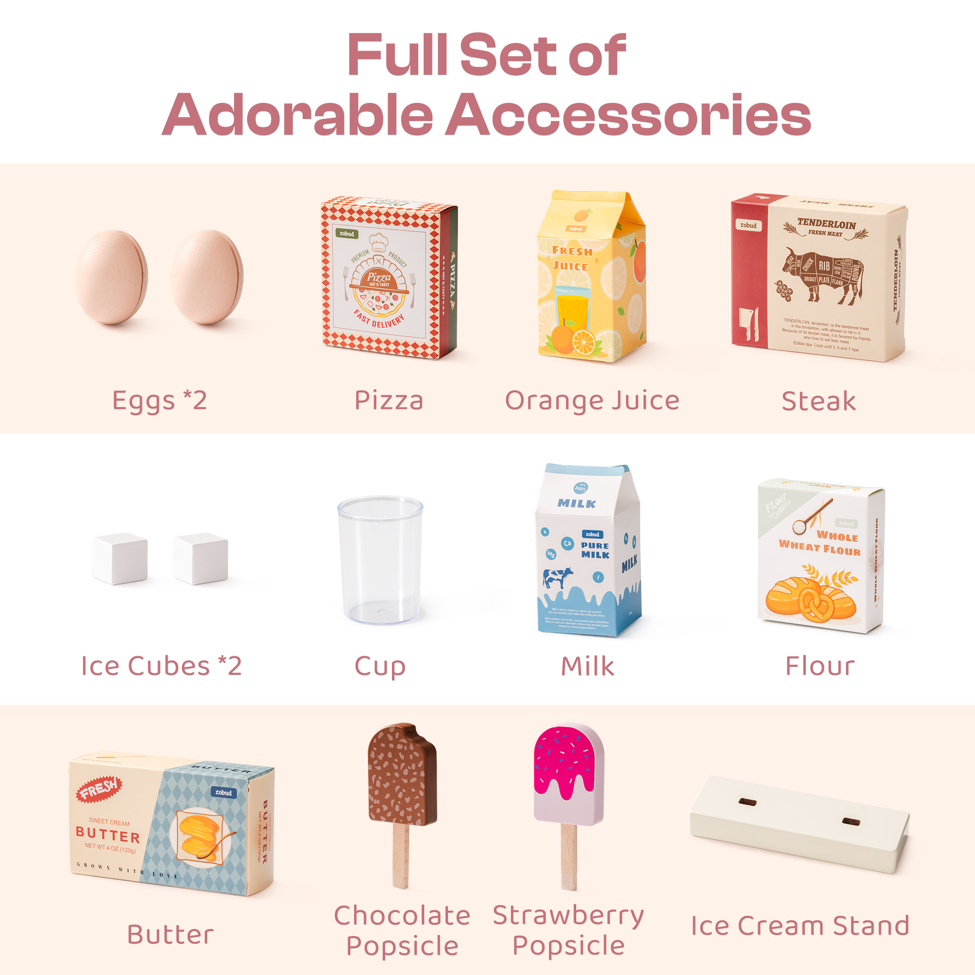 ROBUD Wooden Pink Refrigerator