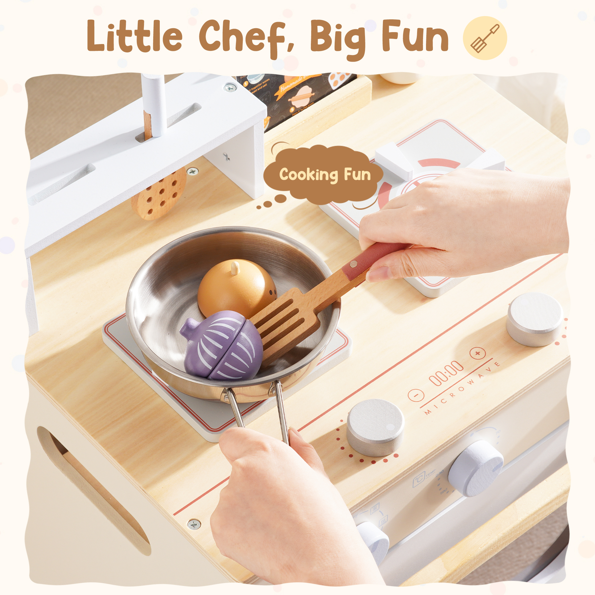 ROBUD Wooden Play Kitchen Set with Toy Oven