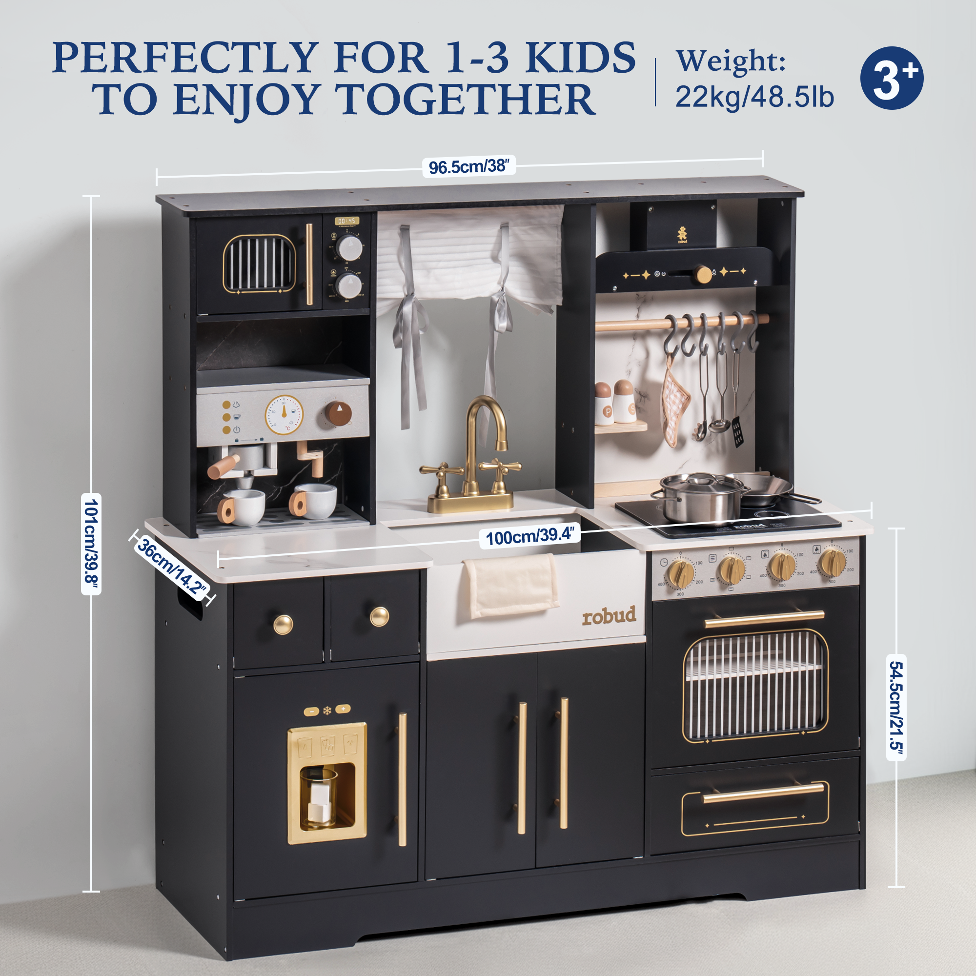 ROBUD Modern Play Kitchen for Kids - White