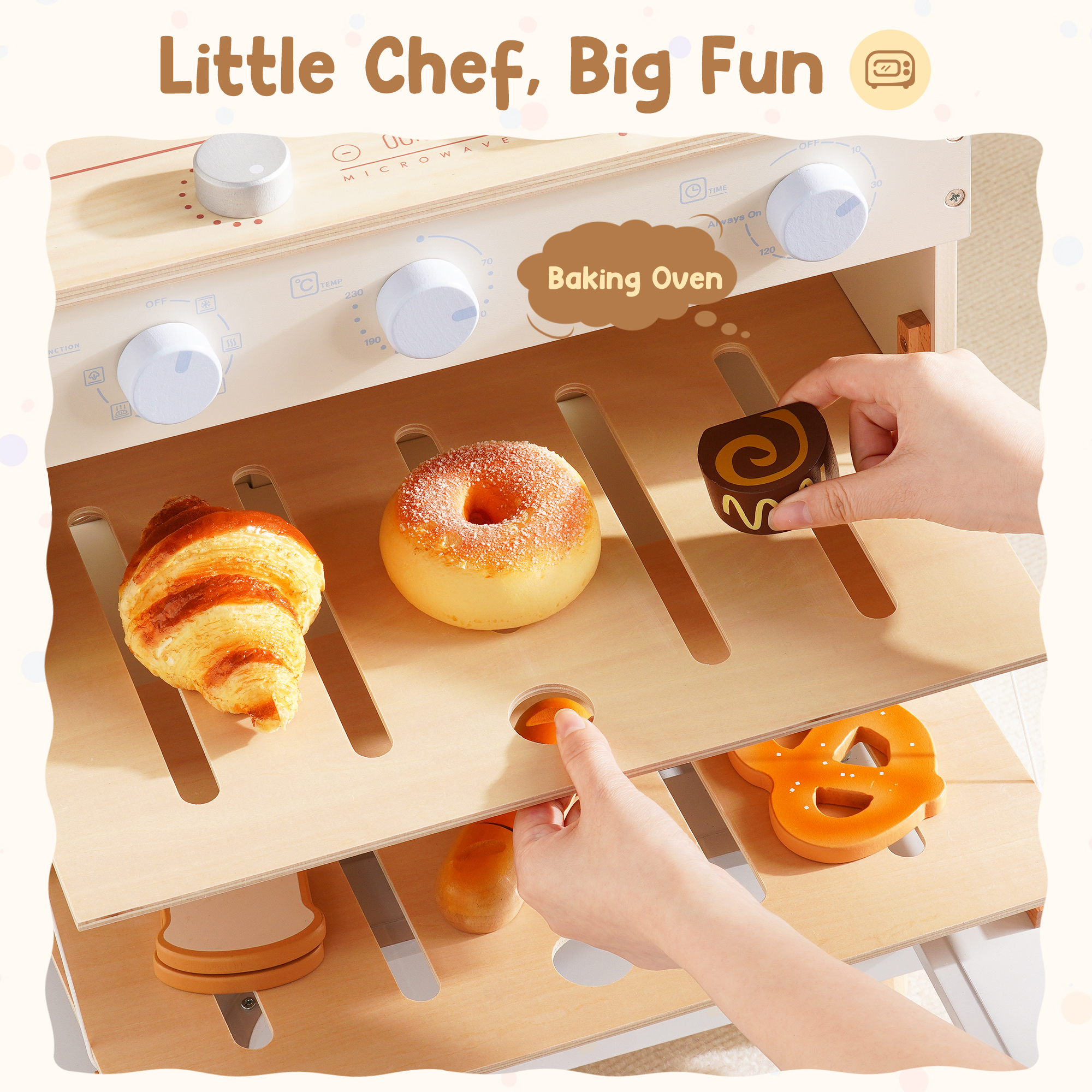 ROBUD Wooden Play Kitchen Set with Toy Oven