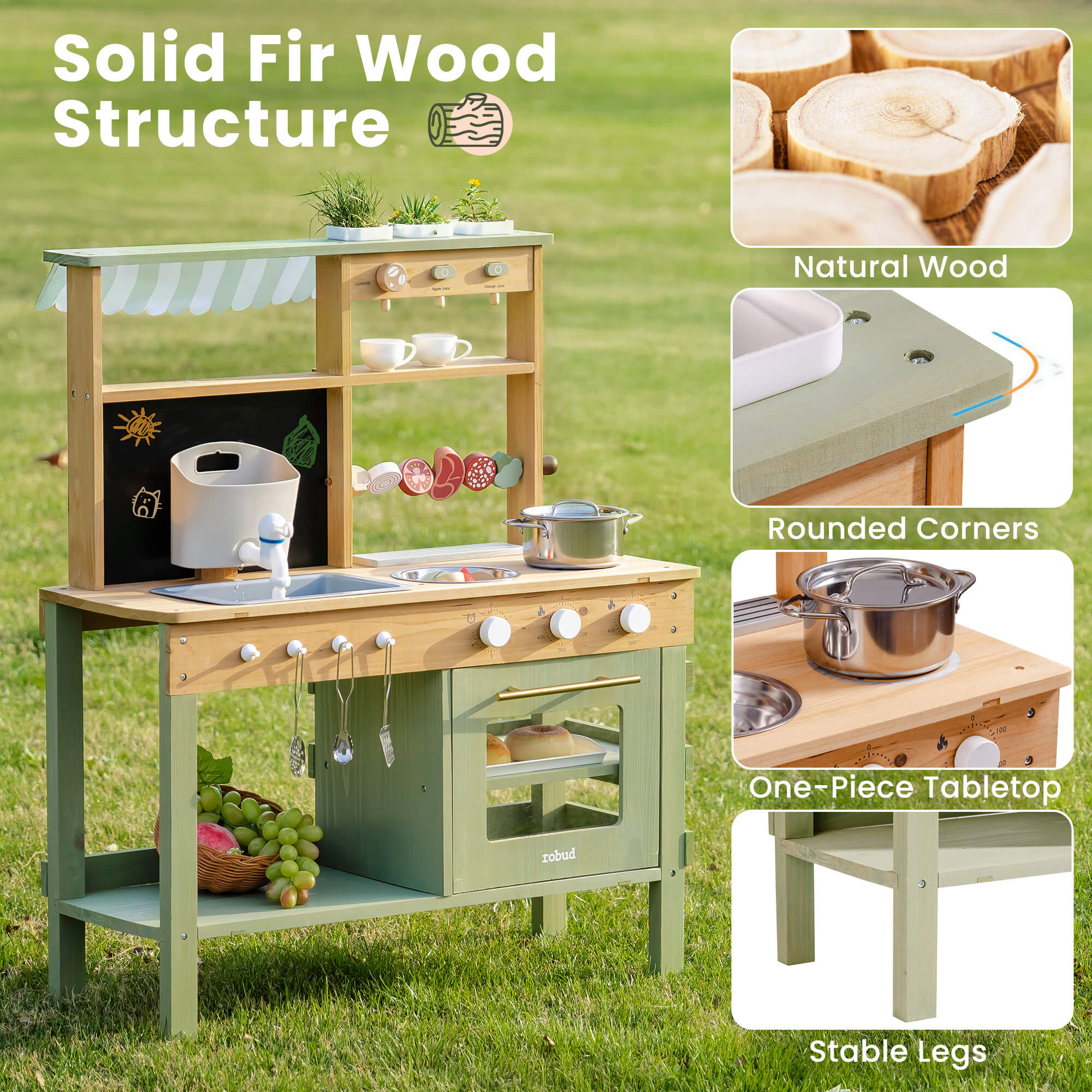 ROBUD Outdoor Mud Play Kitchen Green