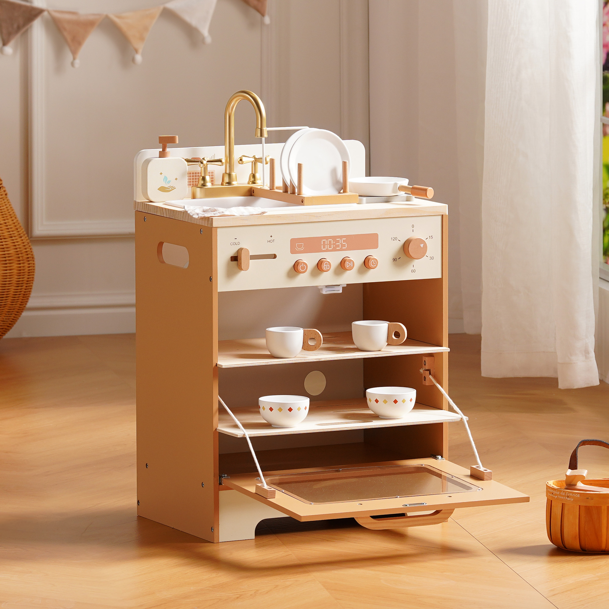 Robud Wooden Kids Kitchen PlaySet Series - Caramel