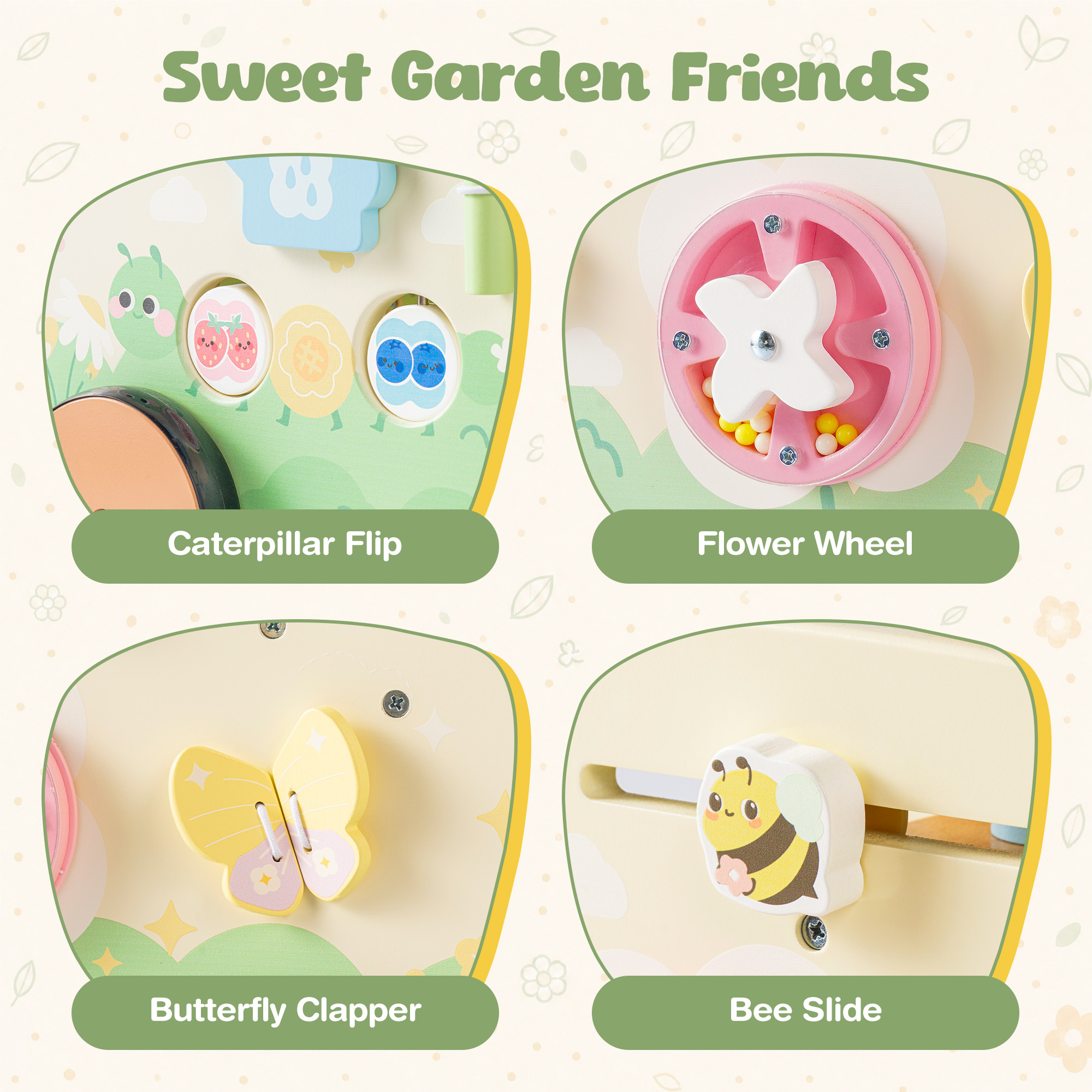 ROBUD Wooden Baby Walker with Garden Activity Center