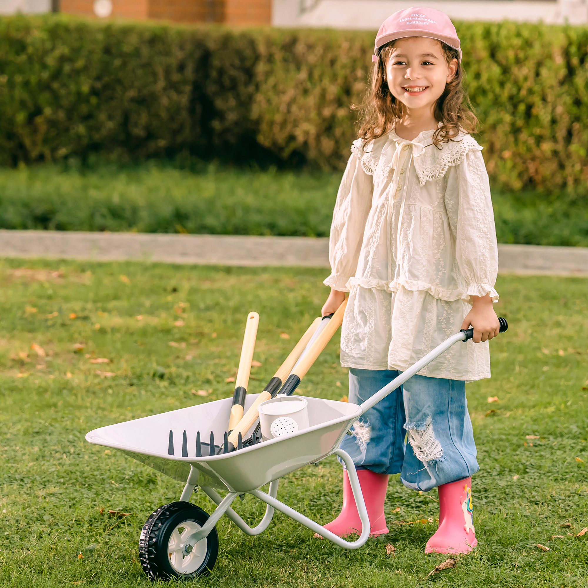 ROBUD Kids Wheelbarrow with Gardening Set