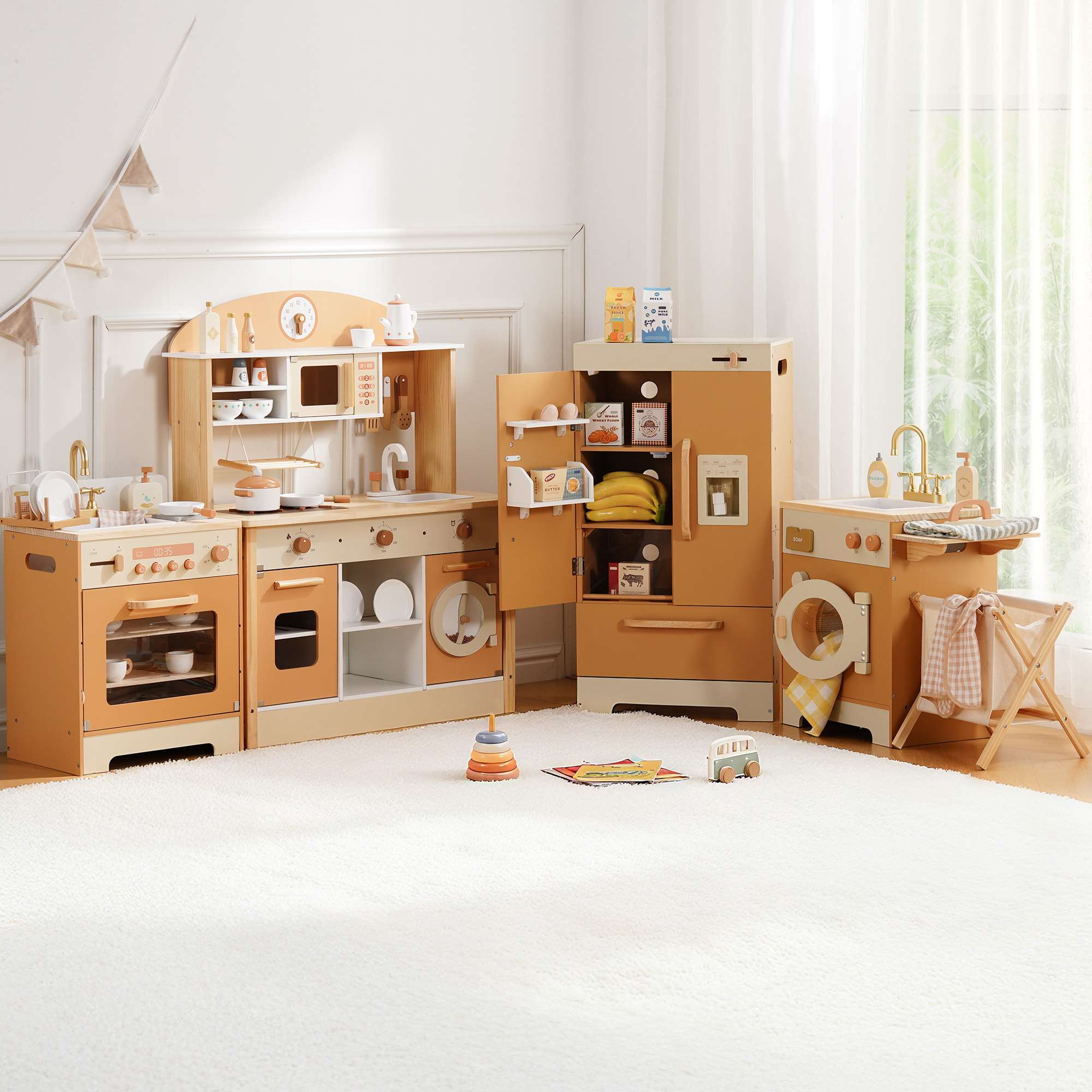Robud Wooden Kids Kitchen PlaySet Series - Caramel