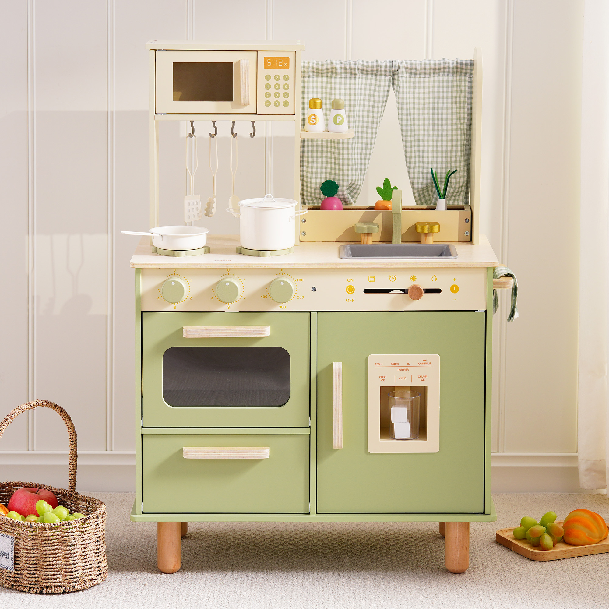 ROBUD Wooden Pretend Play Kitchen Set for Kids