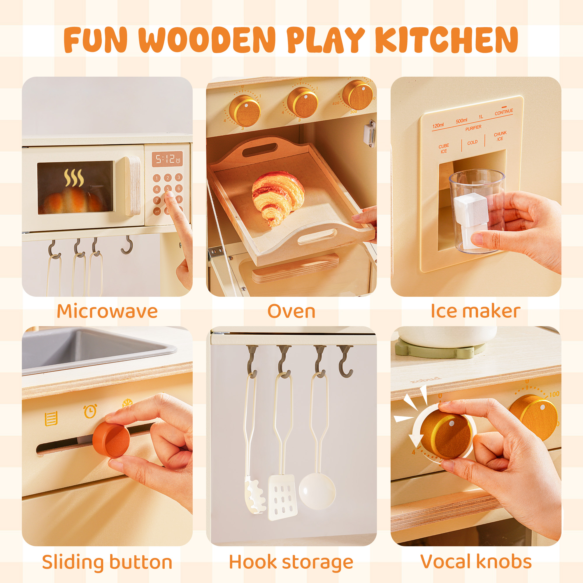 ROBUD Wooden Pretend Play Kitchen Set for Kids