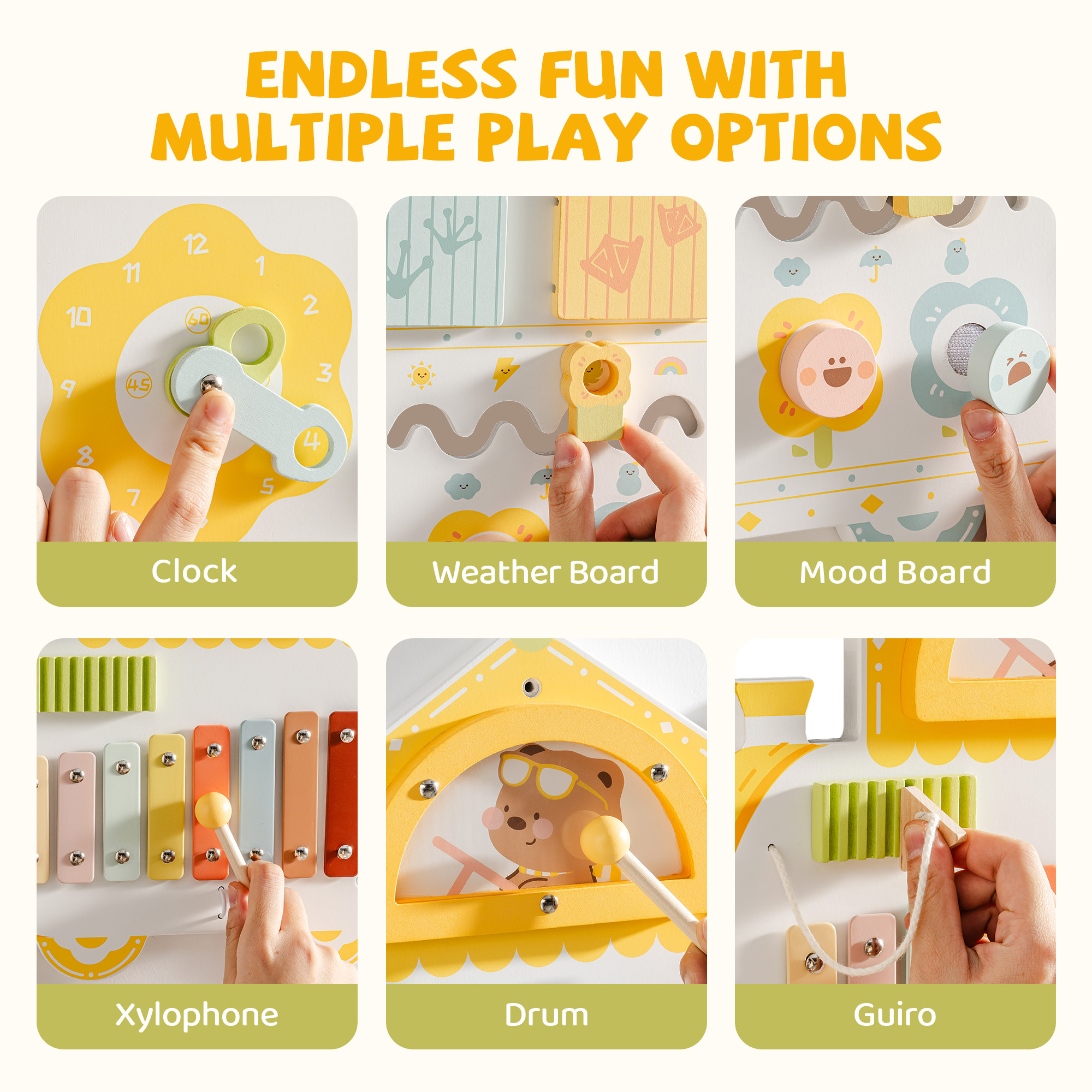 ROBUD Wooden Spring Train Busy Board