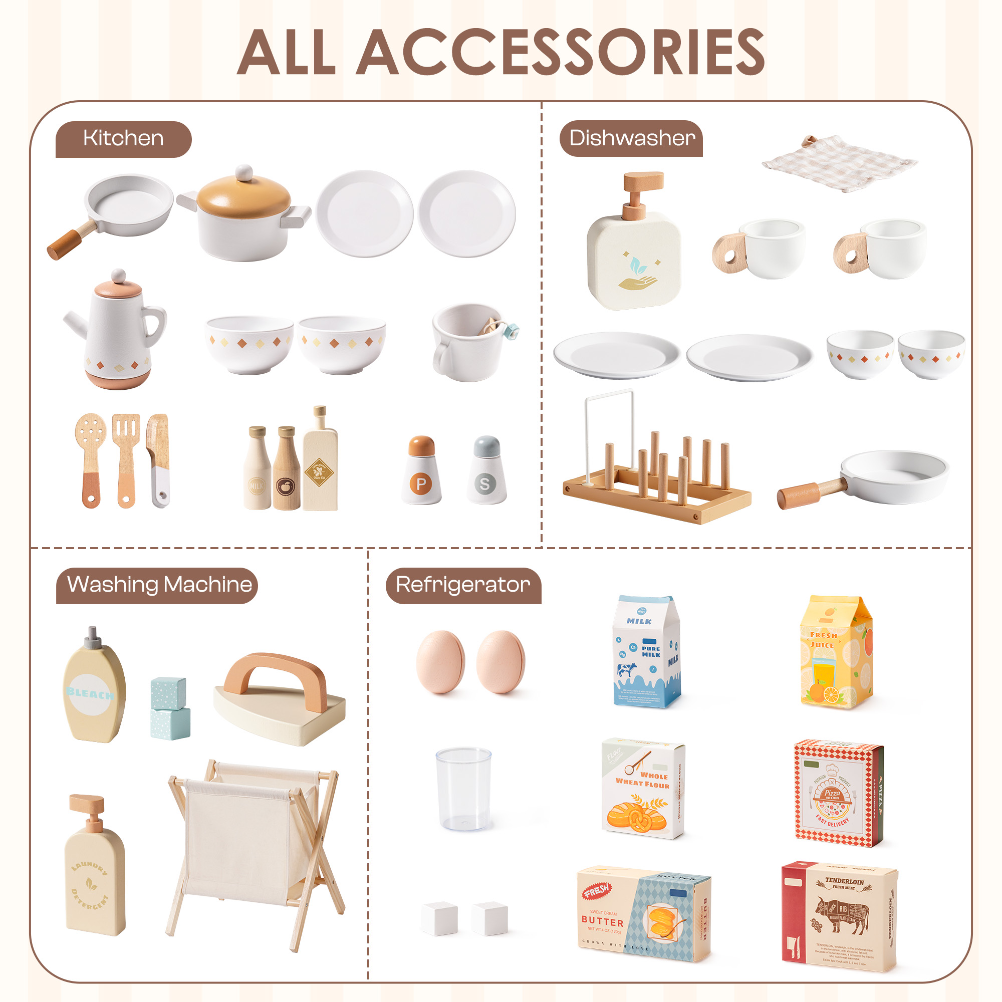 Robud Wooden Kids Kitchen PlaySet Series - Caramel