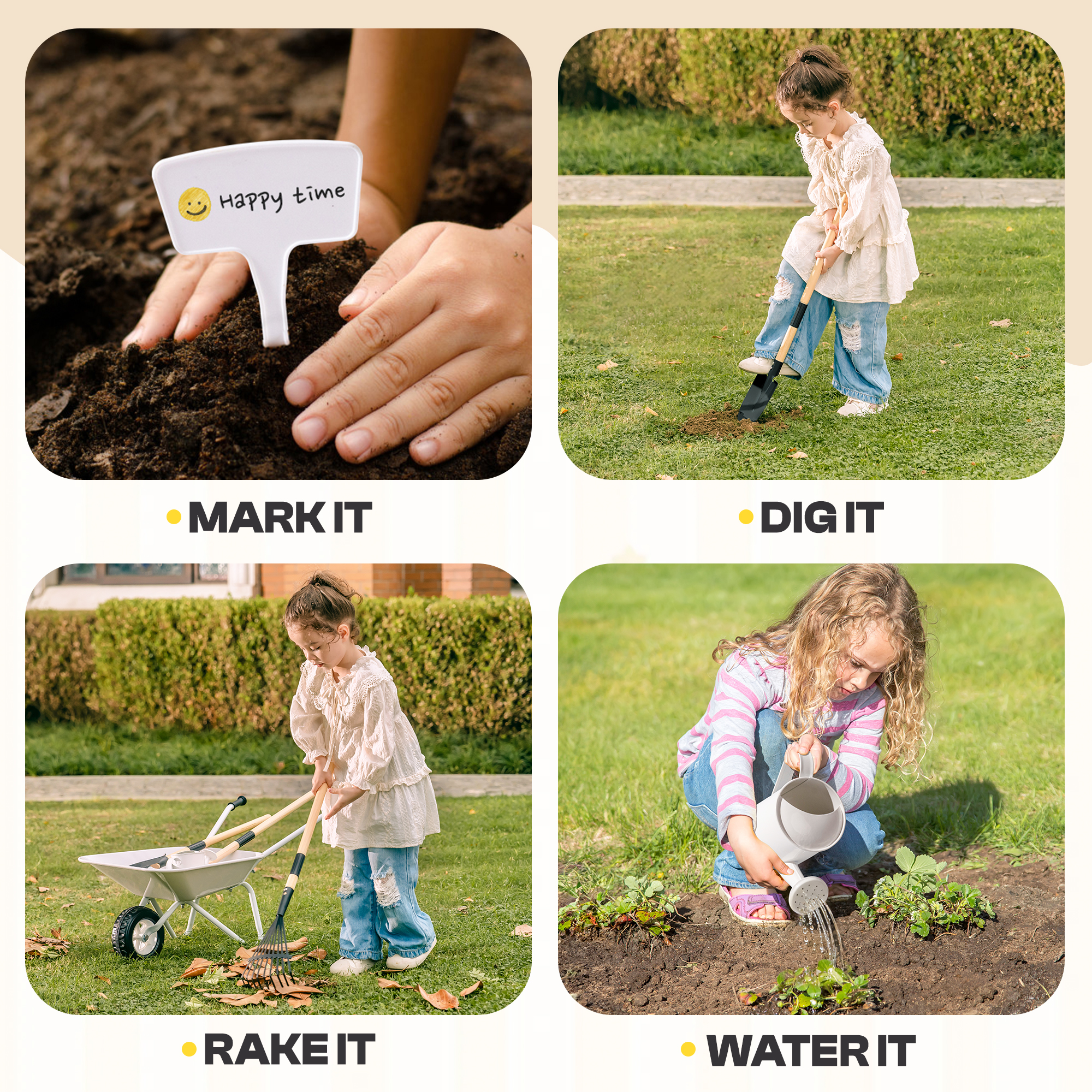 ROBUD Kids Wheelbarrow with Gardening Set