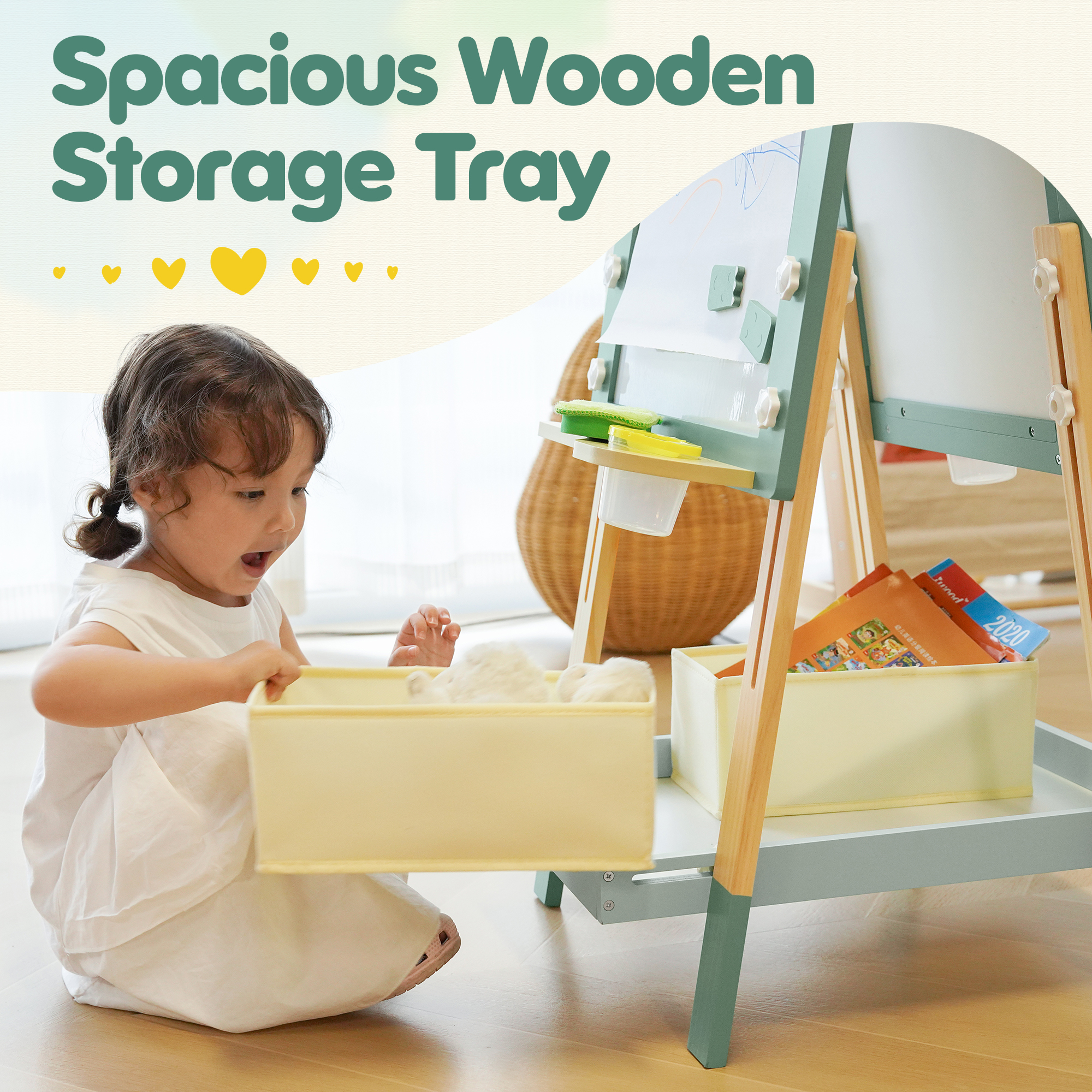 ROBUD Wooden Adjustable Crocodile Easel for Kids